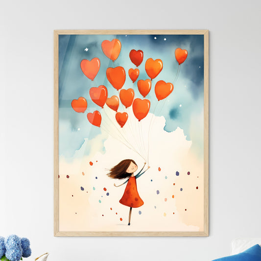 A Girl Holding Orange Balloons Art Print Default Title