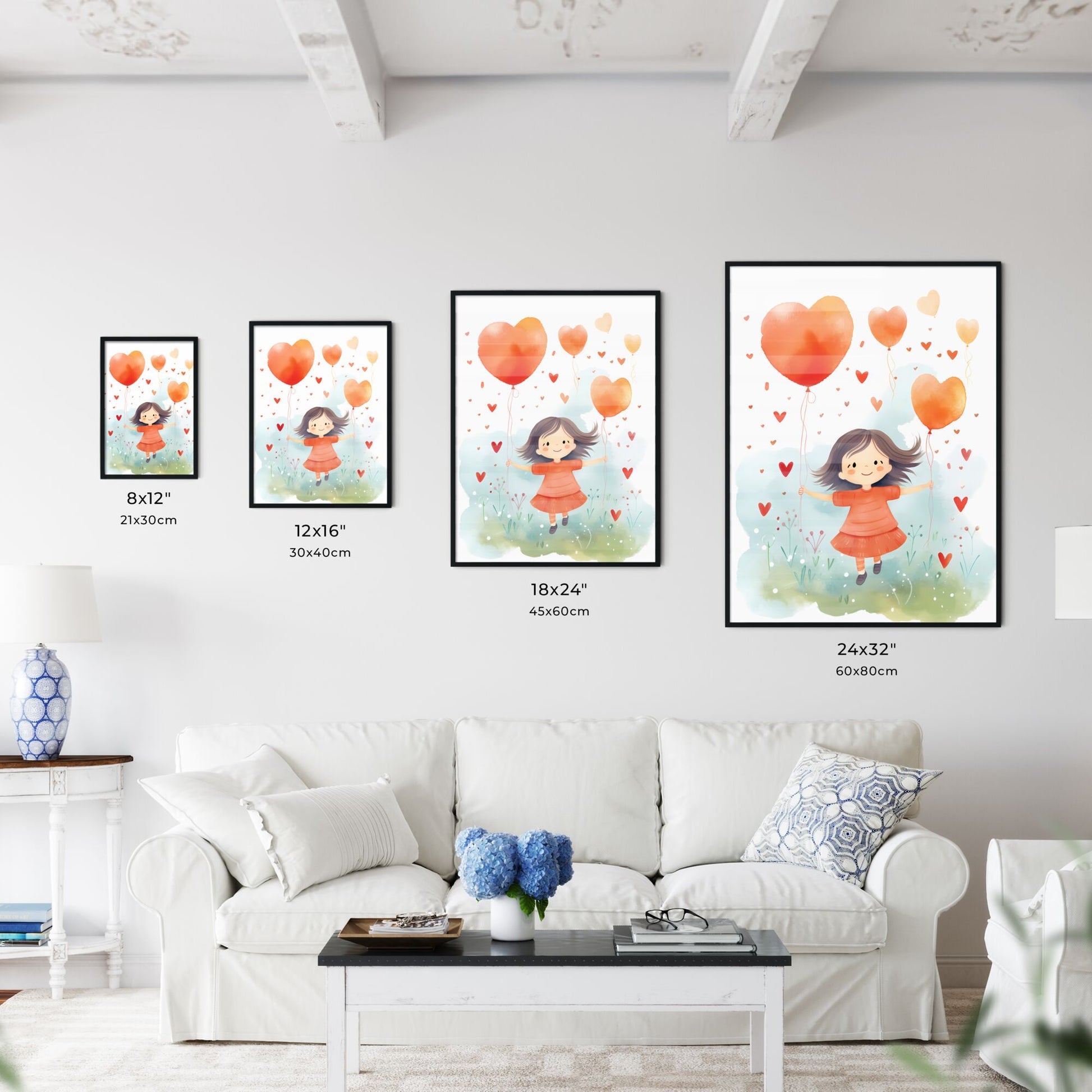 A Girl Holding Balloons In The Air Art Print Default Title