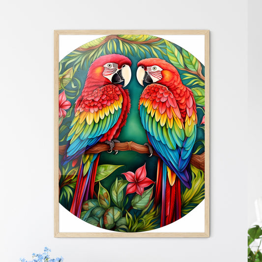 A Pair Of Colorful Parrots On Wall Art