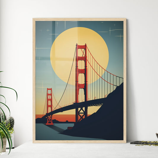 A Bridge Over Water With A Full Moon Art Print Default Title