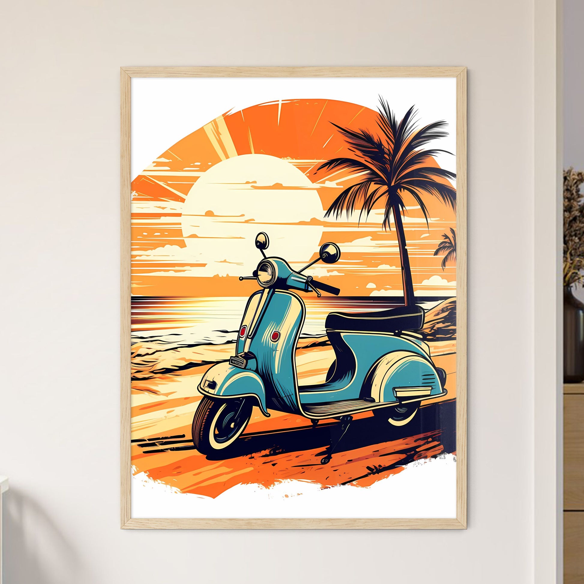 A Scooter On A Beach Art Print Default Title