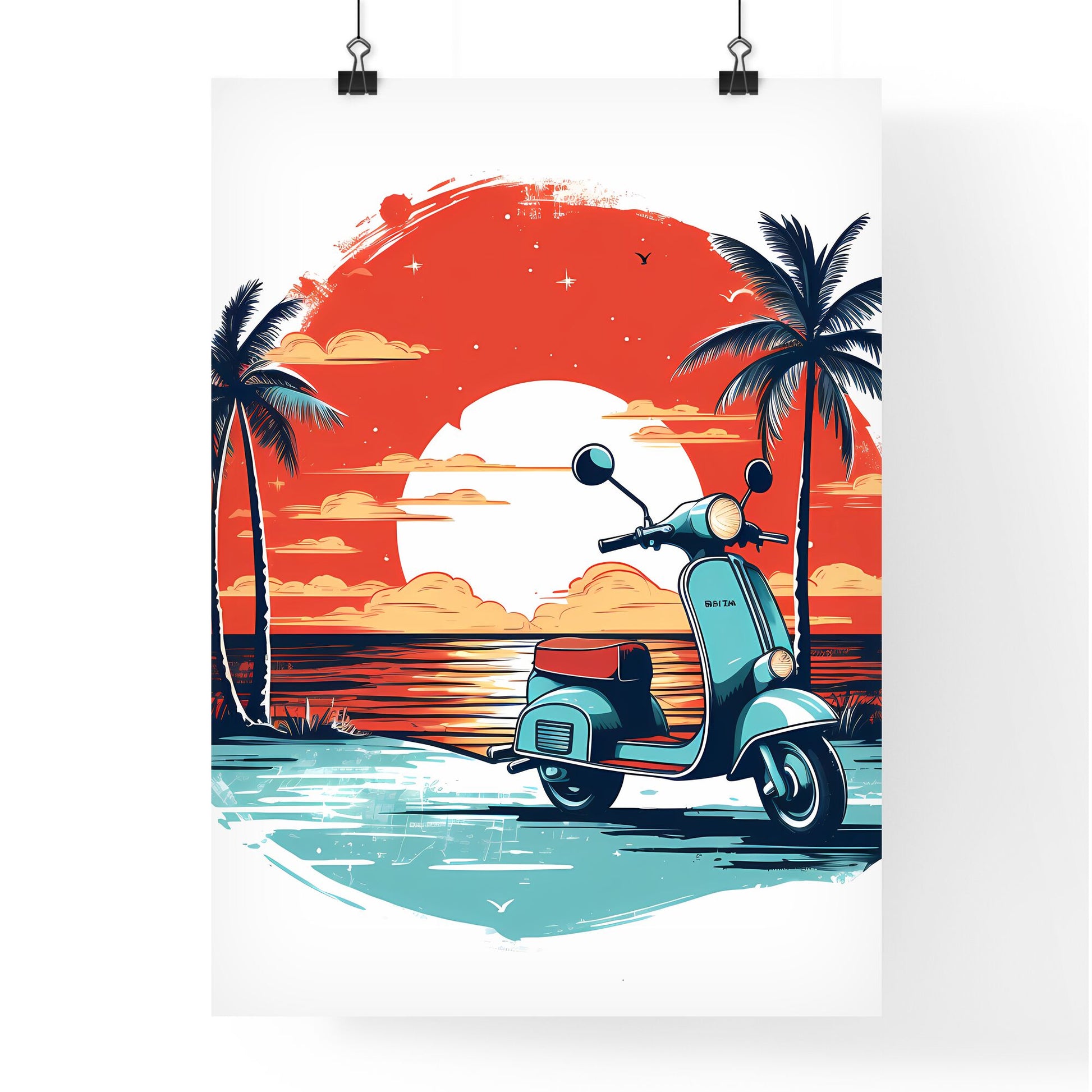 A Scooter On A Beach Art Print Default Title