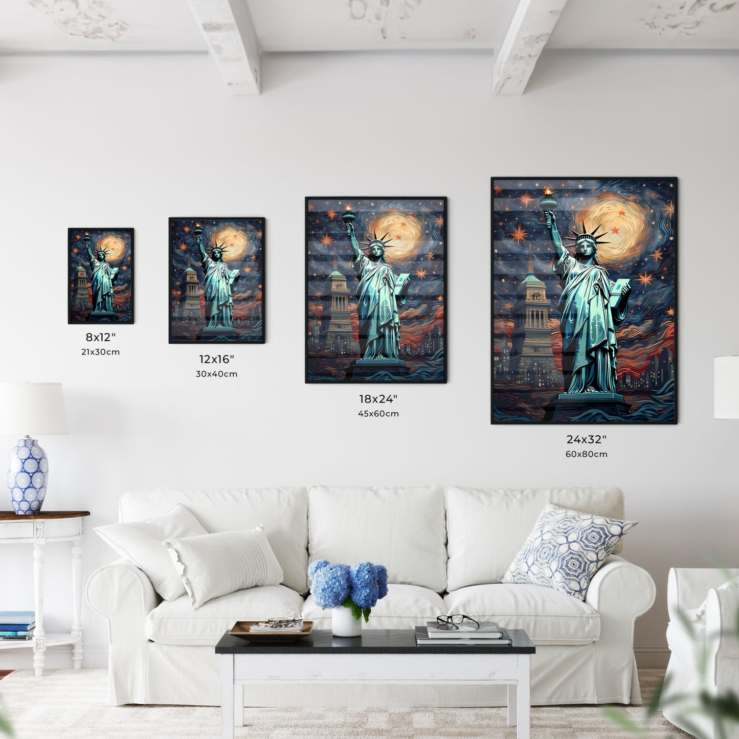 A Statue Of Liberty With A Starry Sky Art Print Default Title