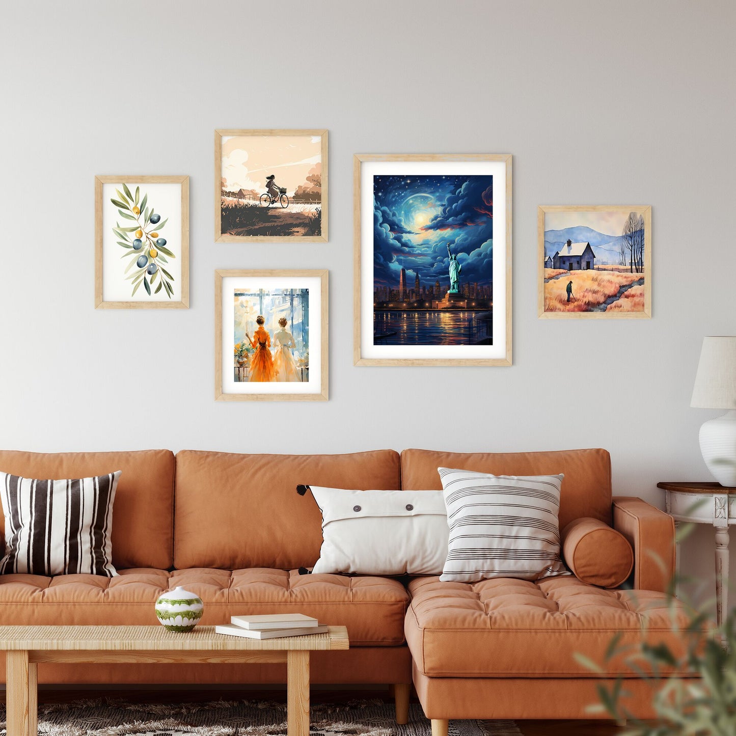 A Statue Of Liberty In Front Of A City Art Print Default Title