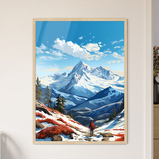 A Mountain Range With Trees And Snow Art Print Default Title