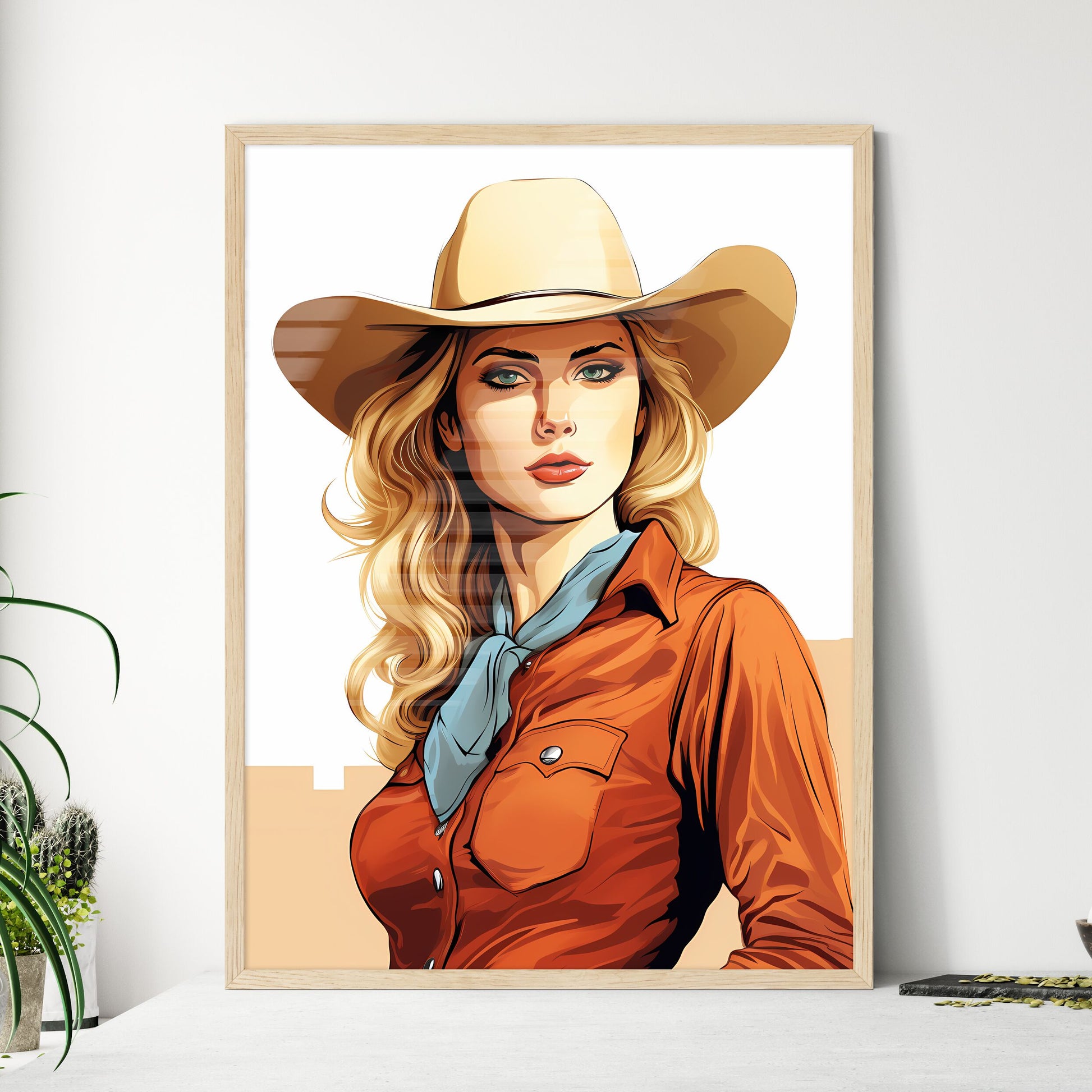 A Woman Wearing A Cowboy Hat Art Print Default Title