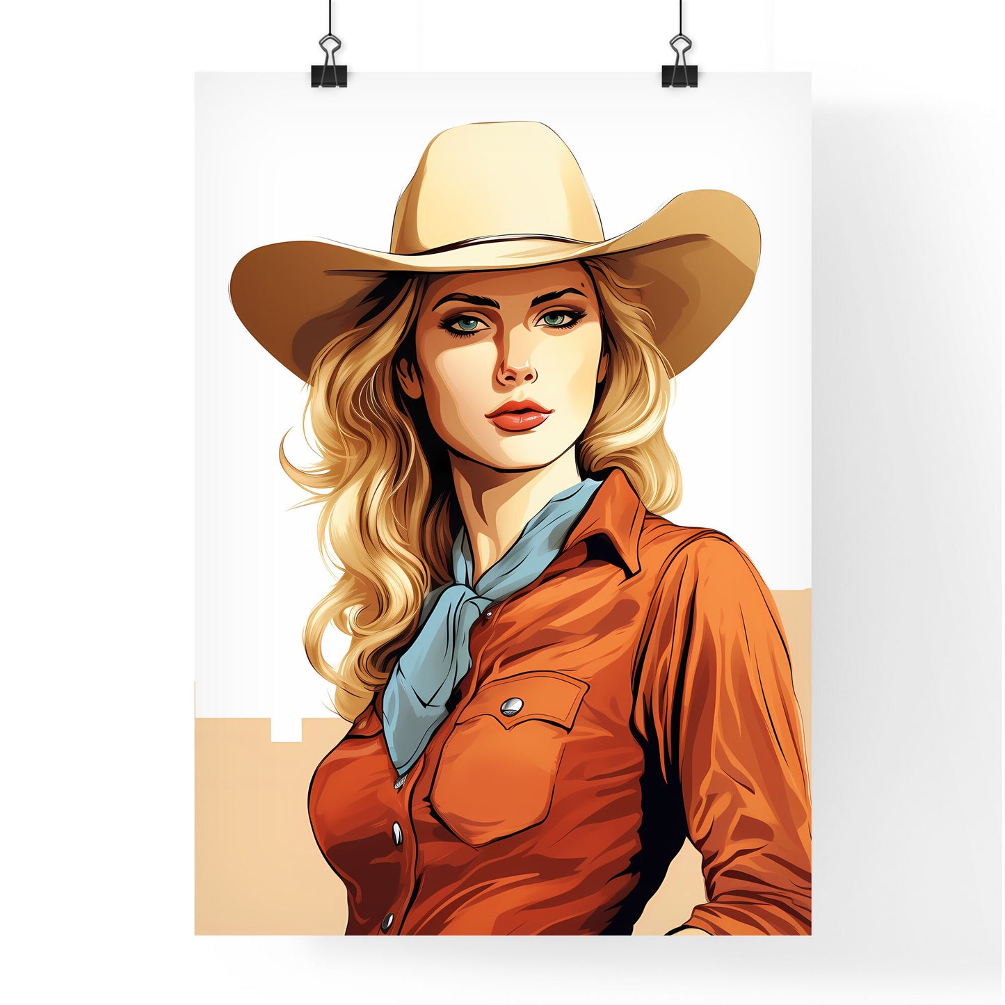 A Woman Wearing A Cowboy Hat Art Print Default Title