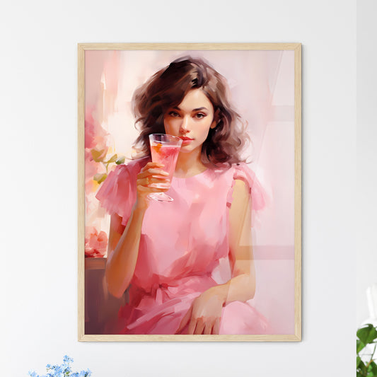 A Woman Holding A Glass Of Liquid Art Print Default Title