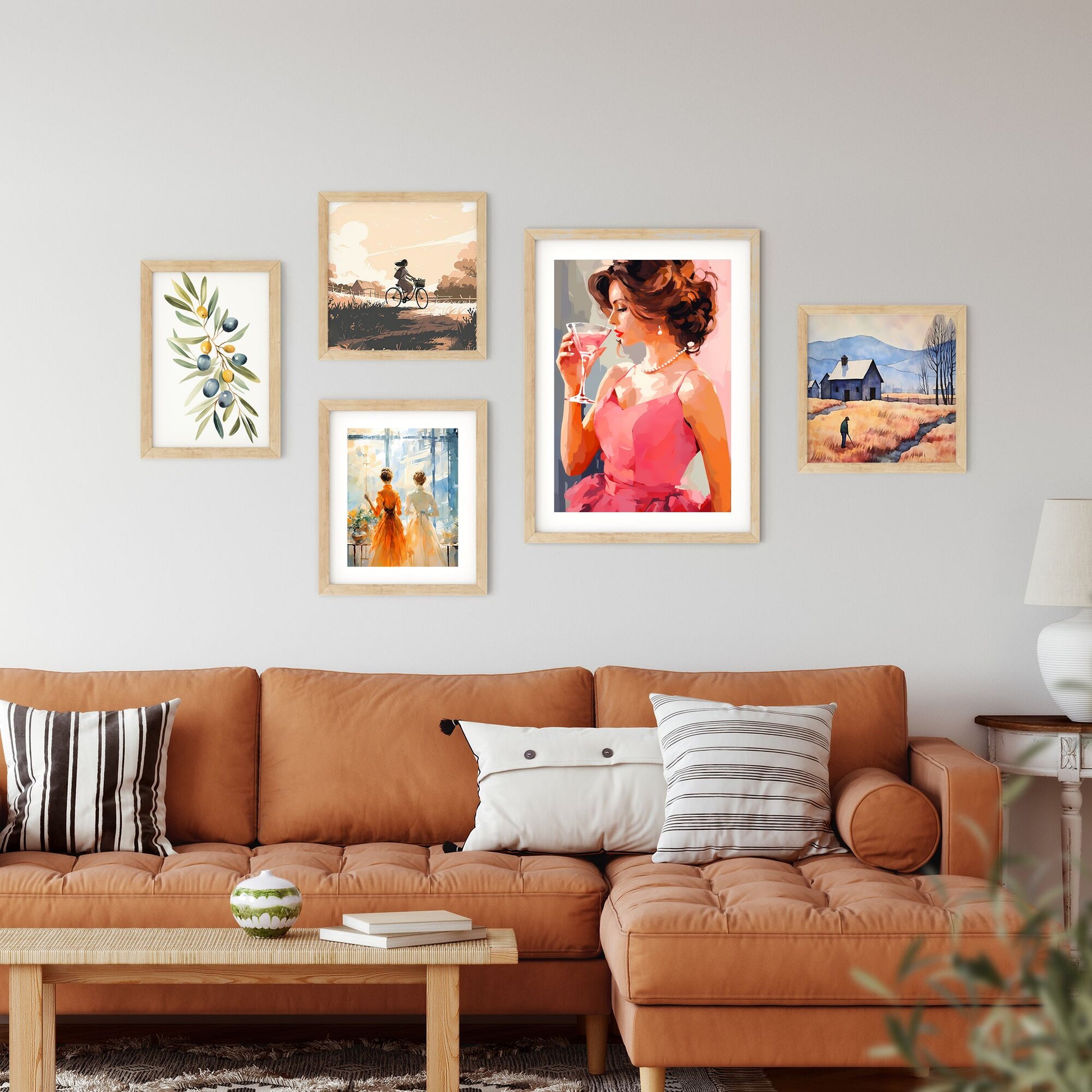 A Woman In A Pink Dress Holding A Glass Of Pink Liquid Art Print Default Title