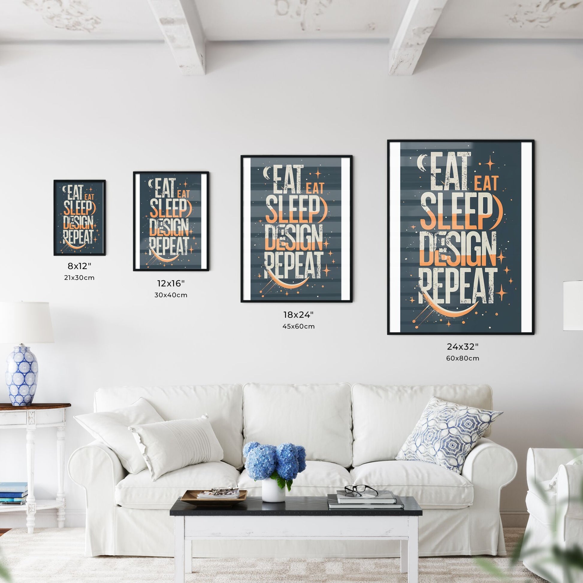 Eat, Sleep, Design, Repeat - A Poster With Text On It Art Print Default Title