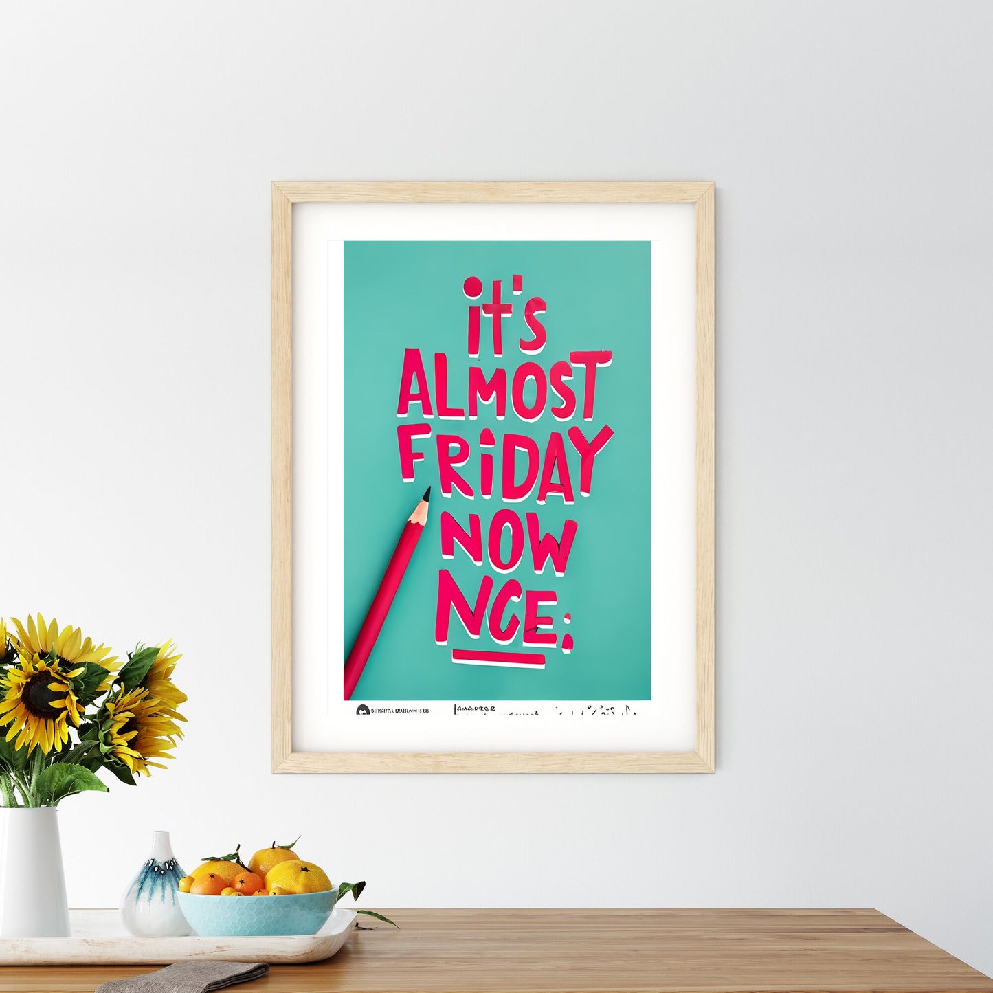 Its Almost Friday Now - A Pencil On A Blue Surface Art Print Default Title
