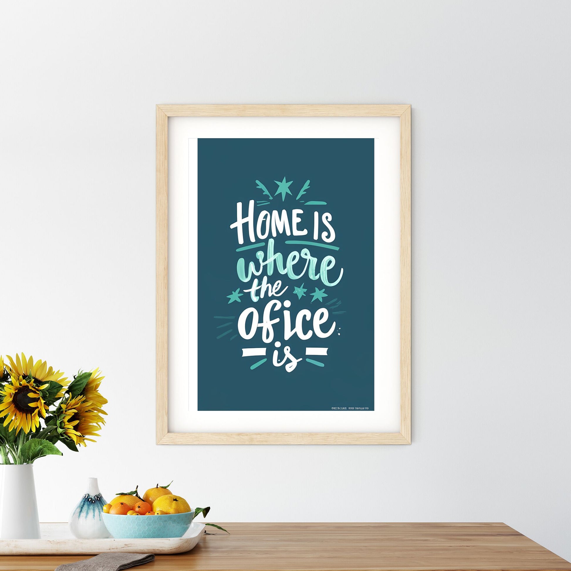 Home Is Where The Office Is - A Blue And White Sign With White Text Art Print Default Title