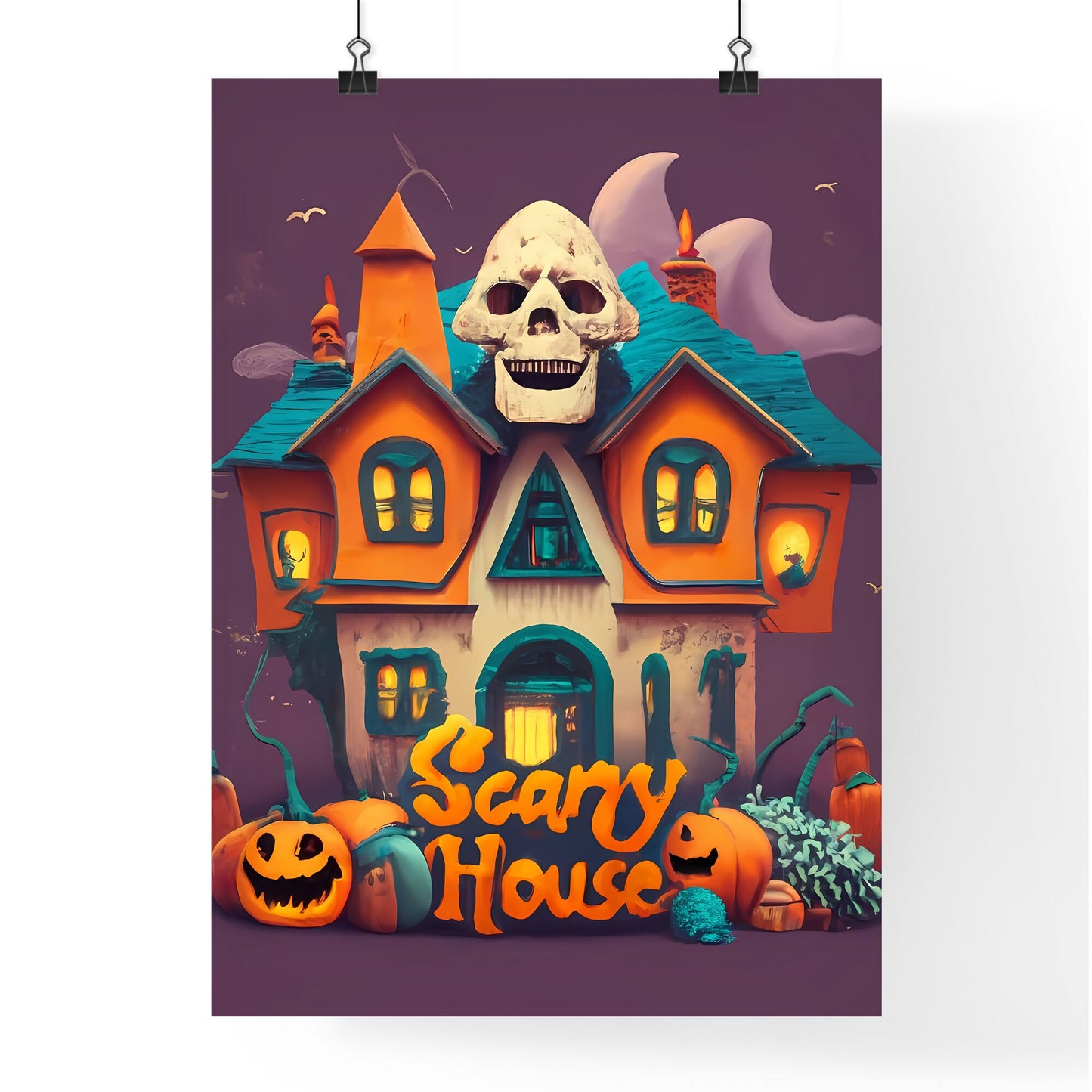 Scary House - A House With A Skull On Top Of It Art Print Default Title