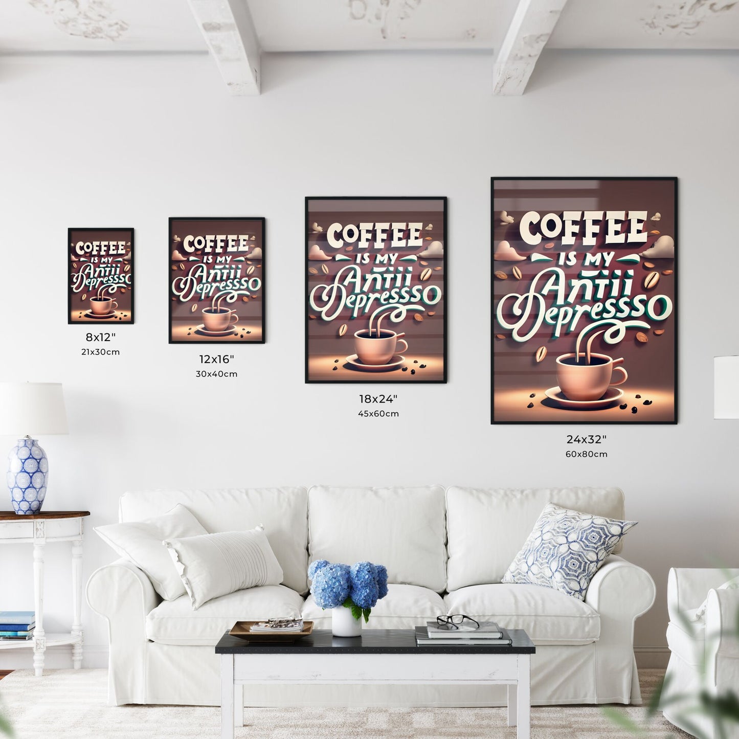 Coffee Is My Anti-Depresso - A Coffee Cup And Saucer With Text Art Print Default Title