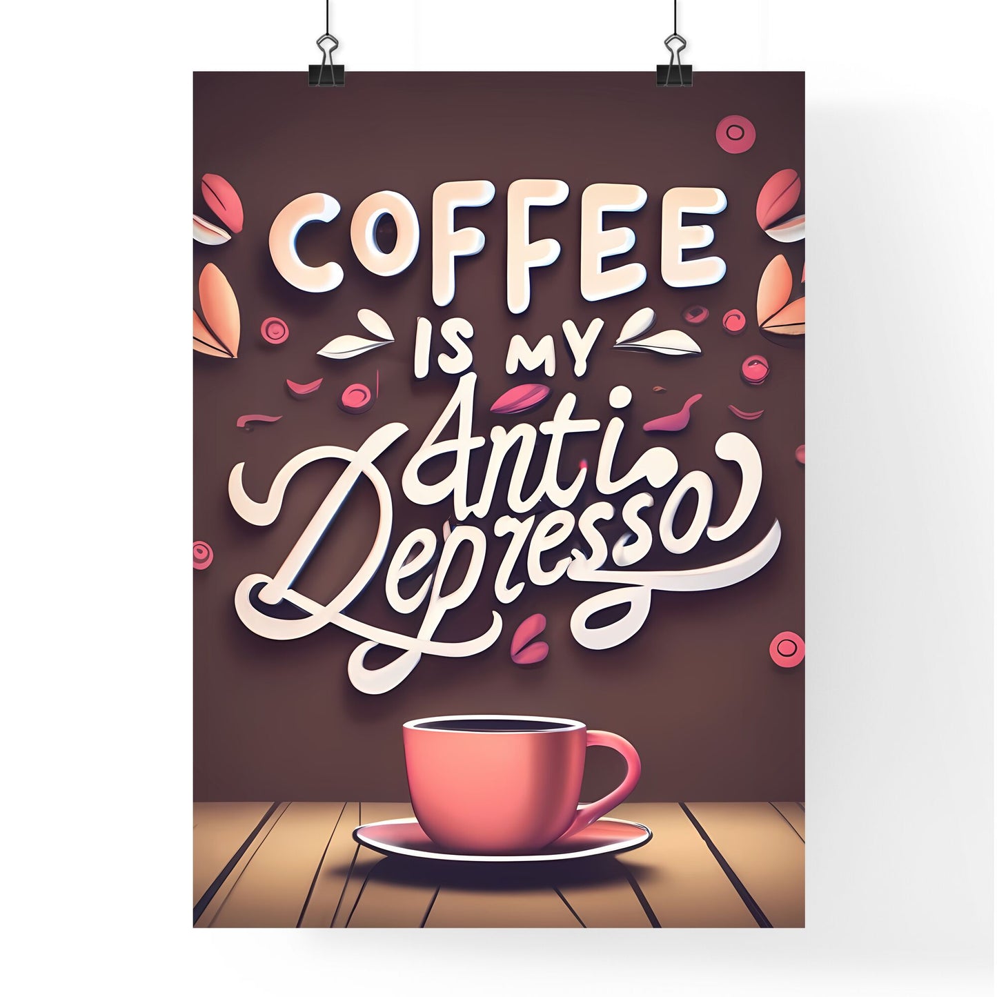 Coffee Is My Anti-Depresso - A Cup Of Coffee On A Table Art Print Default Title