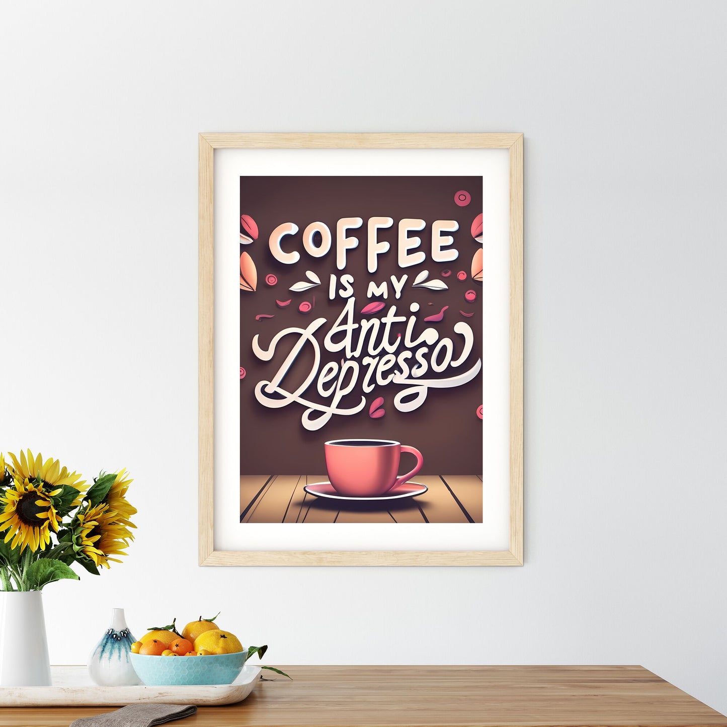 Coffee Is My Anti-Depresso - A Cup Of Coffee On A Table Art Print Default Title