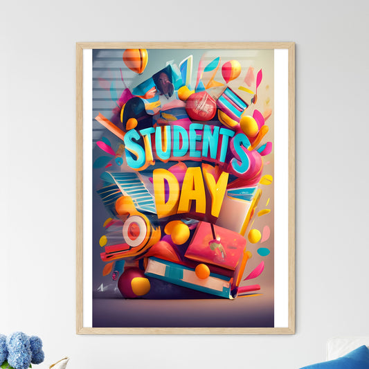 Students Day - A Group Of Colorful Objects Art Print Default Title