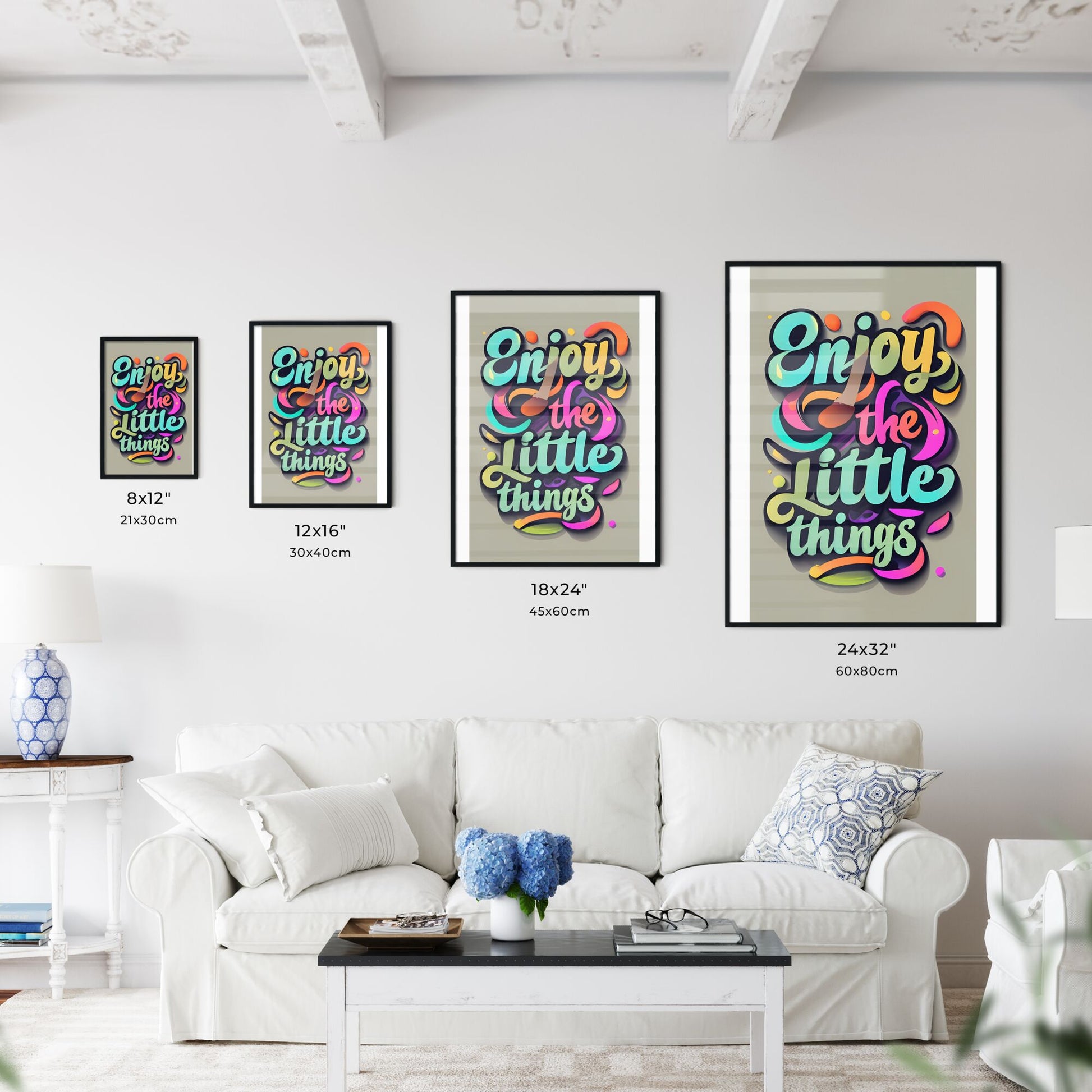 Enjoy The Little Things - A Colorful Text With A Brush Art Print Default Title