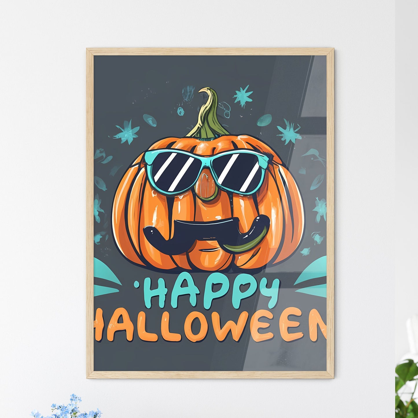 Happy Halloween - A Pumpkin Wearing Sunglasses And A Mustache Art Print Default Title