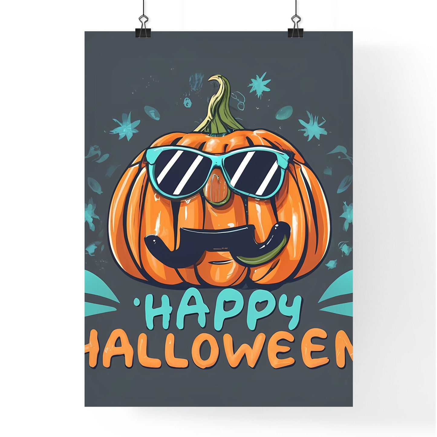 Happy Halloween - A Pumpkin Wearing Sunglasses And A Mustache Art Print Default Title