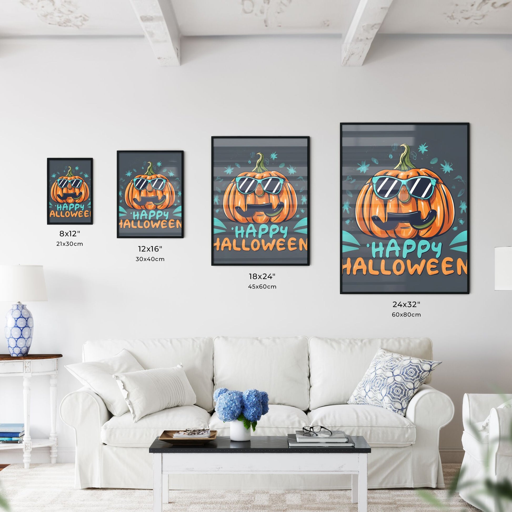 Happy Halloween - A Pumpkin Wearing Sunglasses And A Mustache Art Print Default Title