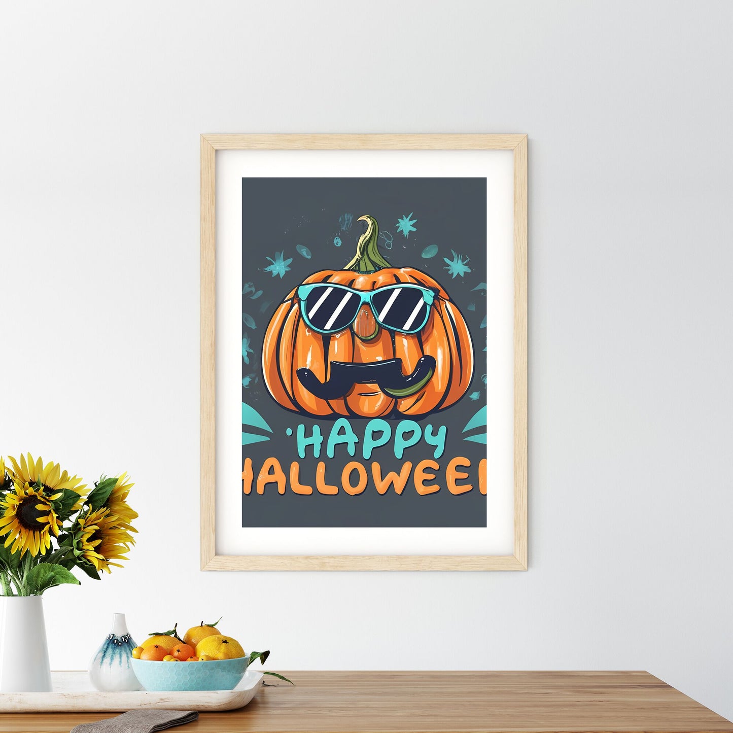 Happy Halloween - A Pumpkin Wearing Sunglasses And A Mustache Art Print Default Title