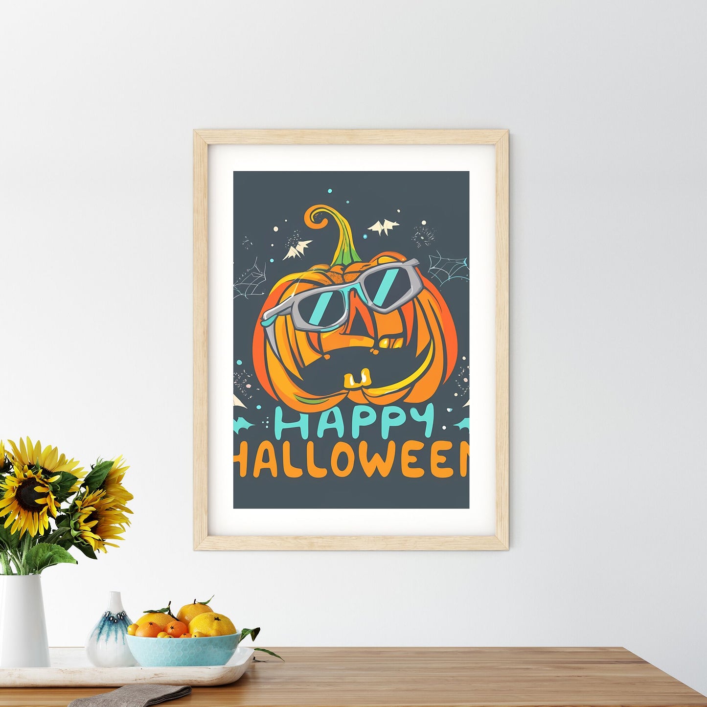 Happy Halloween - A Pumpkin Wearing Sunglasses Art Print Default Title