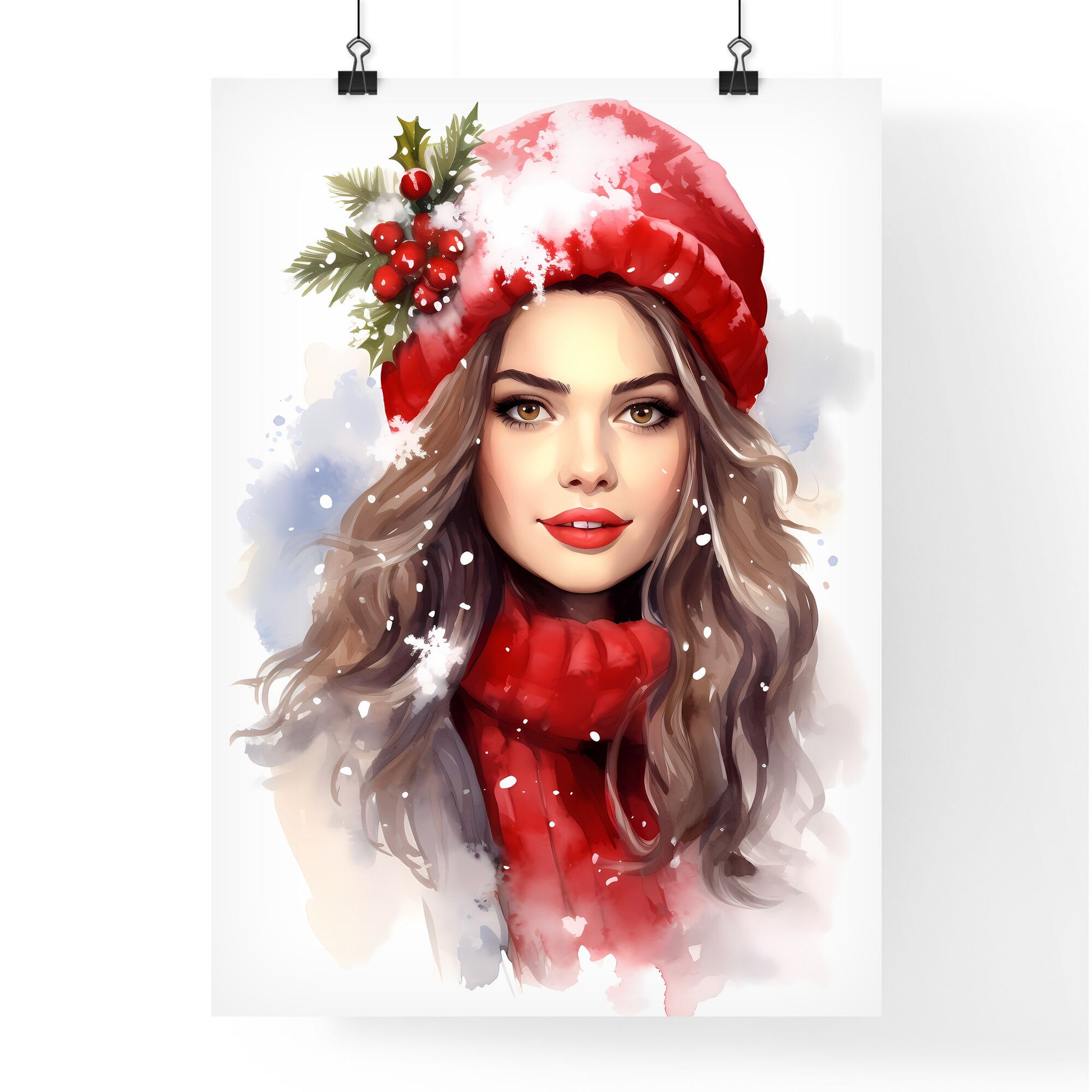 Woman Wearing A Red Hat And Scarf Art Print Default Title