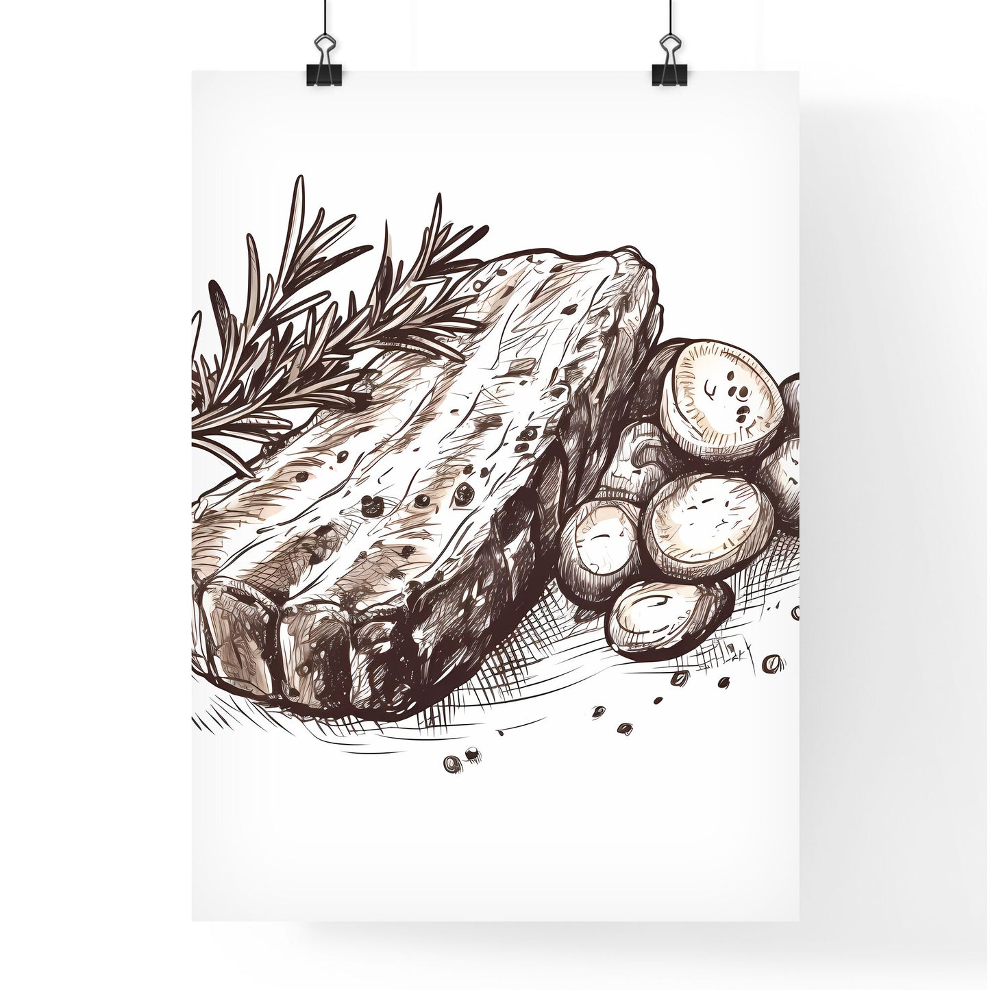 Piece Of Meat With Vegetables And Spices Art Print Default Title