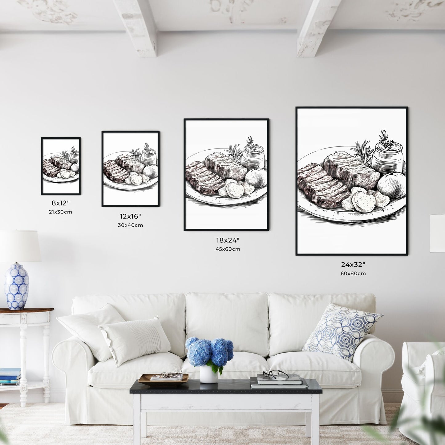 Plate Of Food With Meat And Potatoes Art Print Default Title