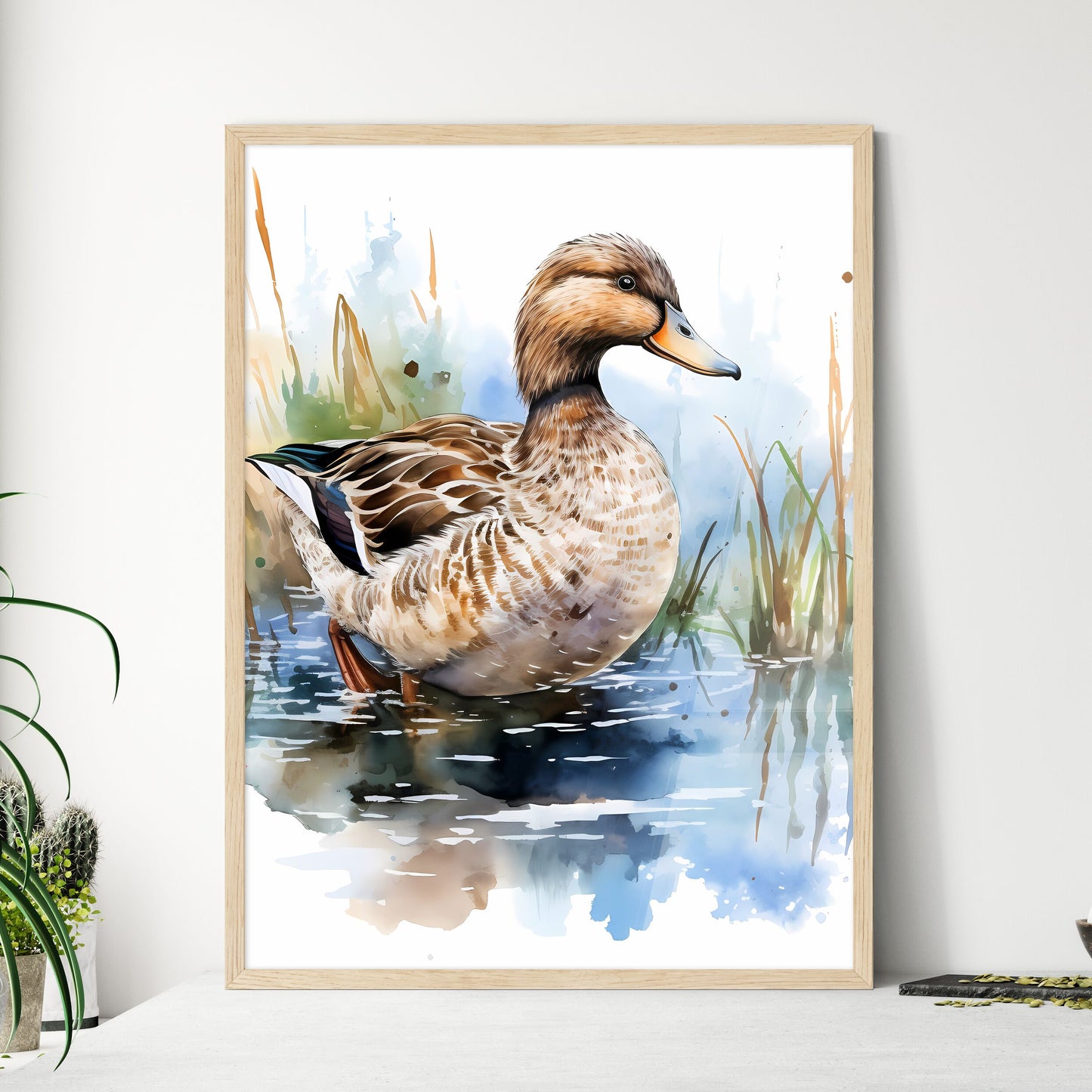 Watercolor Of A Duck In The W Wall Art
