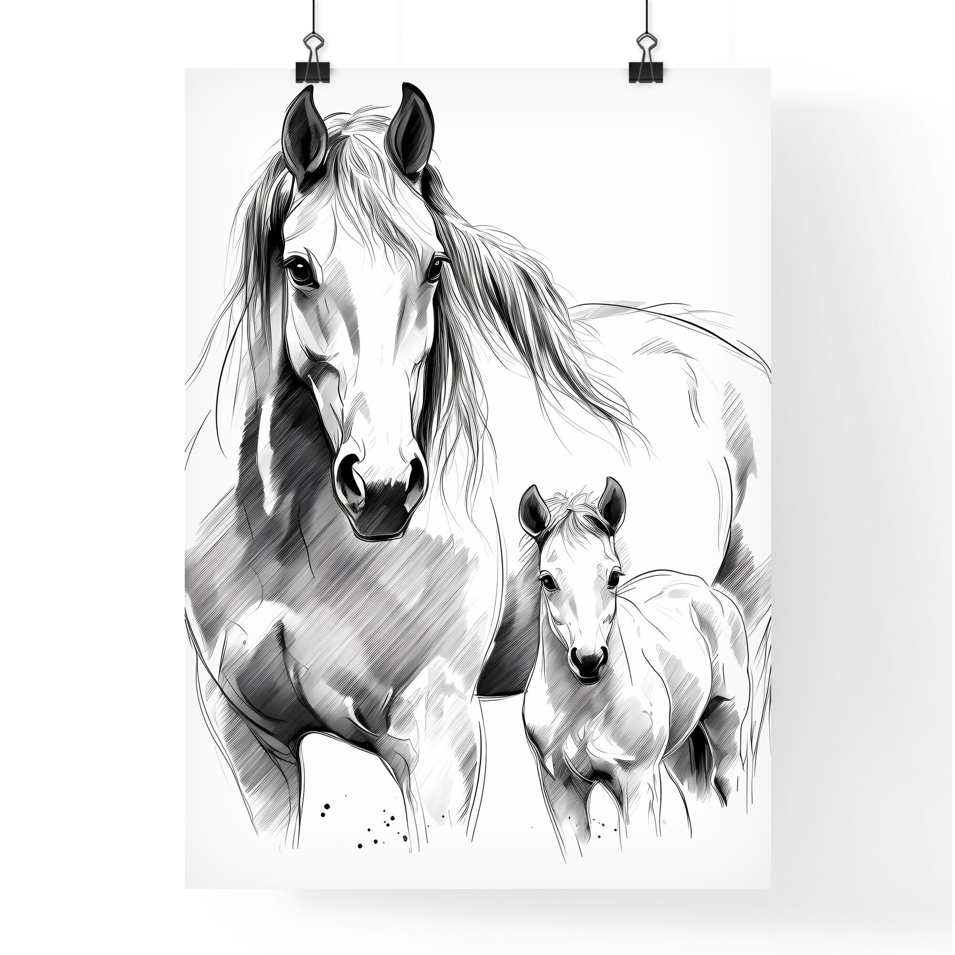 Horse And A Foal Art Print Default Title