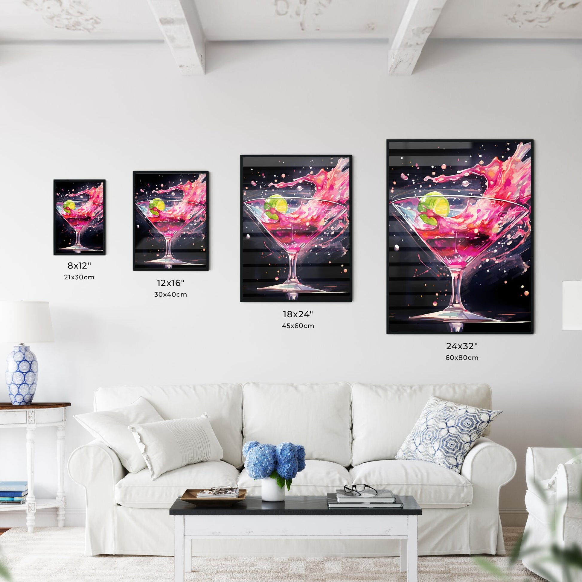 Pink Liquid Splashing In A Martini Glass Art Print Default Title