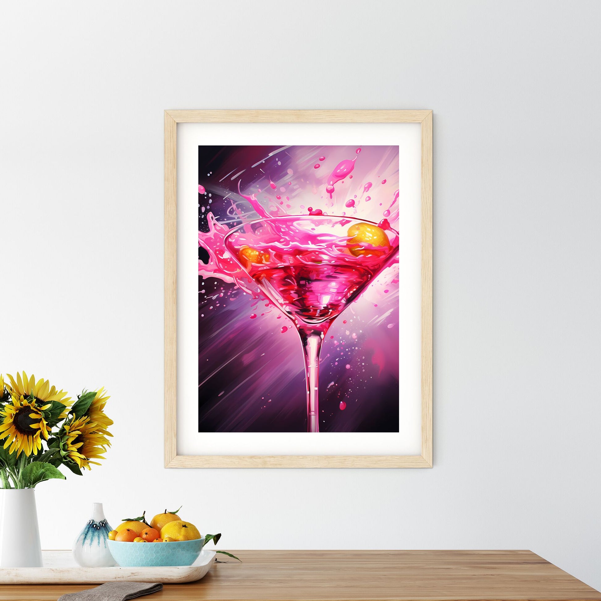 Pink Liquid Splashing In A Martini Glass Art Print Default Title