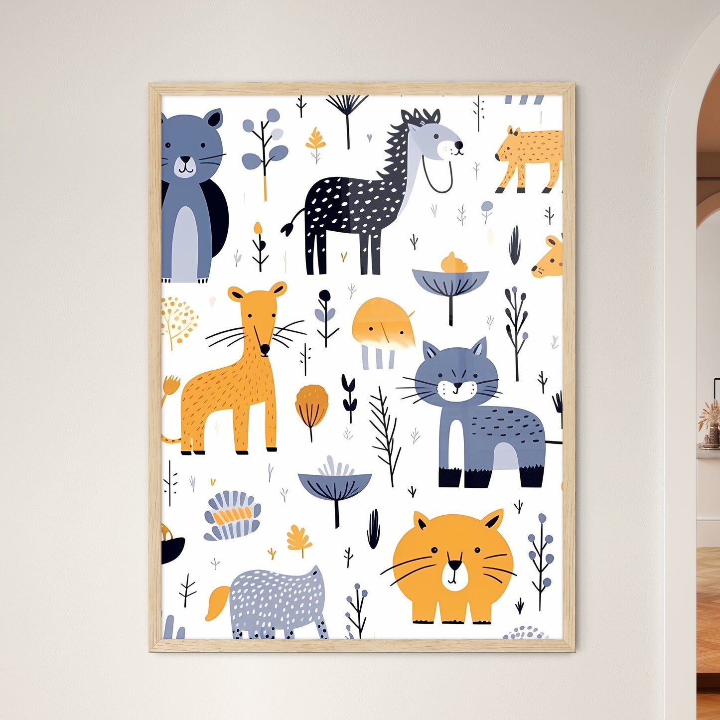 Pattern Of Animals And Plants Art Print Default Title