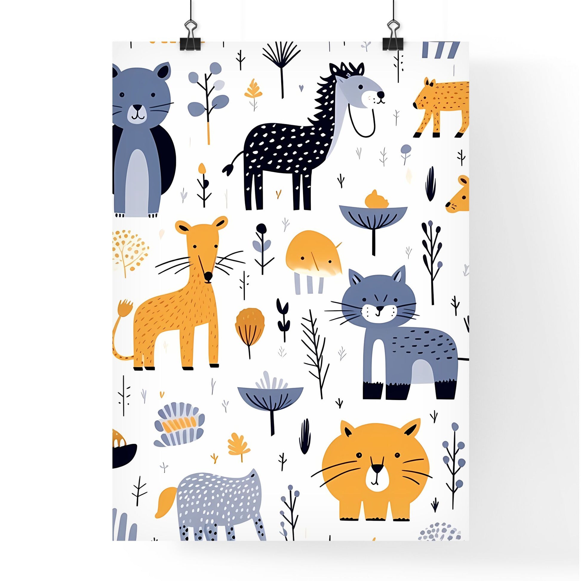 Pattern Of Animals And Plants Art Print Default Title