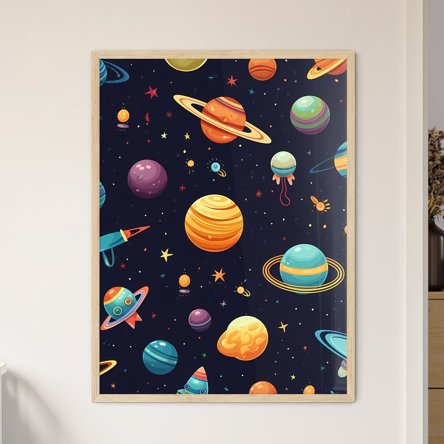 Pattern Of Planets And Stars Art Print Default Title