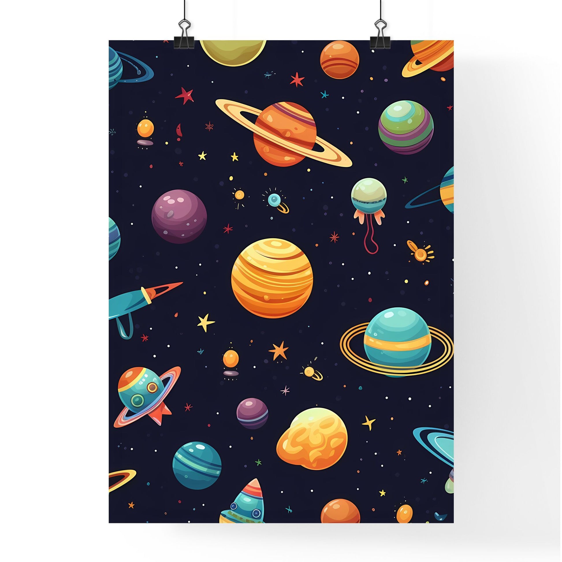 Pattern Of Planets And Stars Art Print Default Title