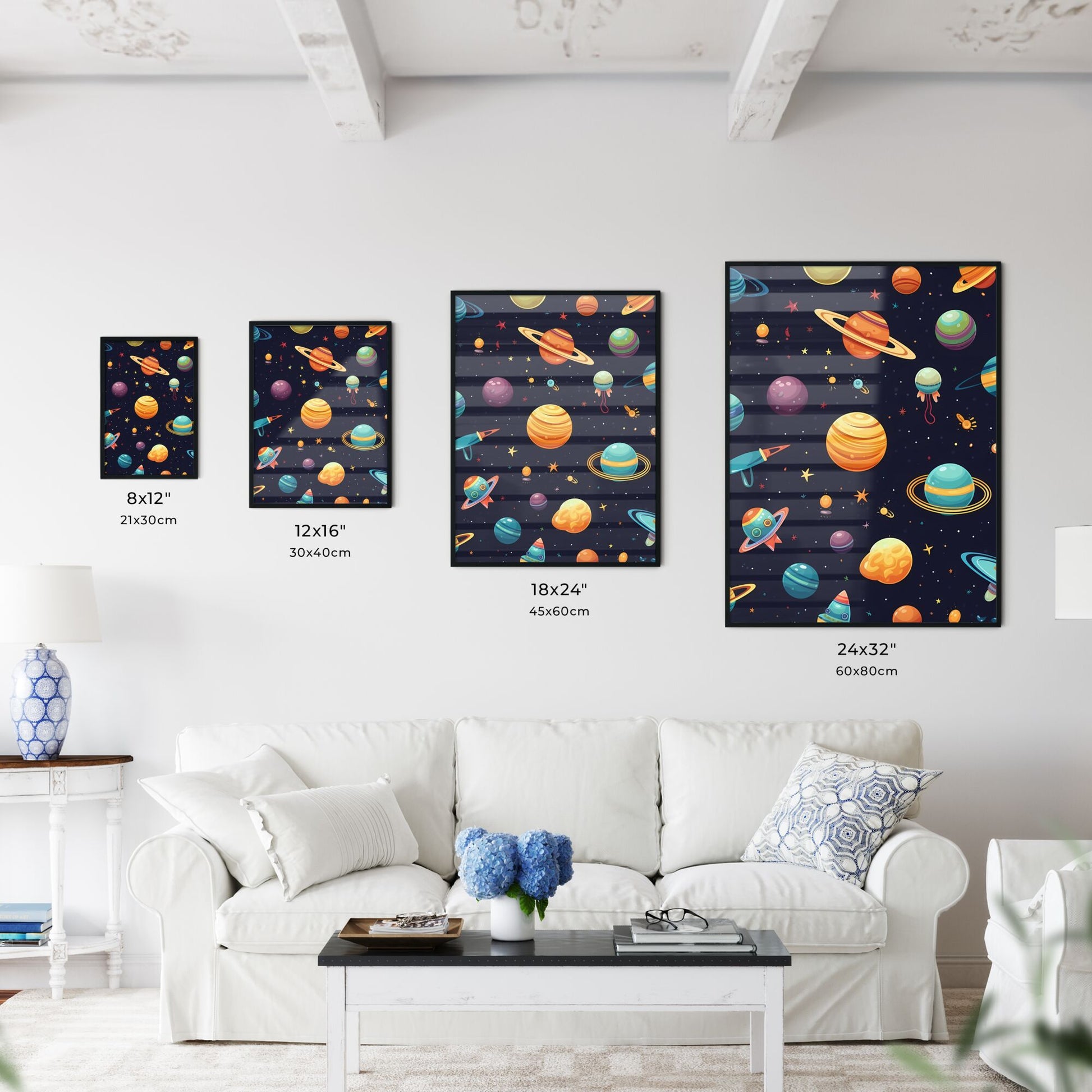 Pattern Of Planets And Stars Art Print Default Title