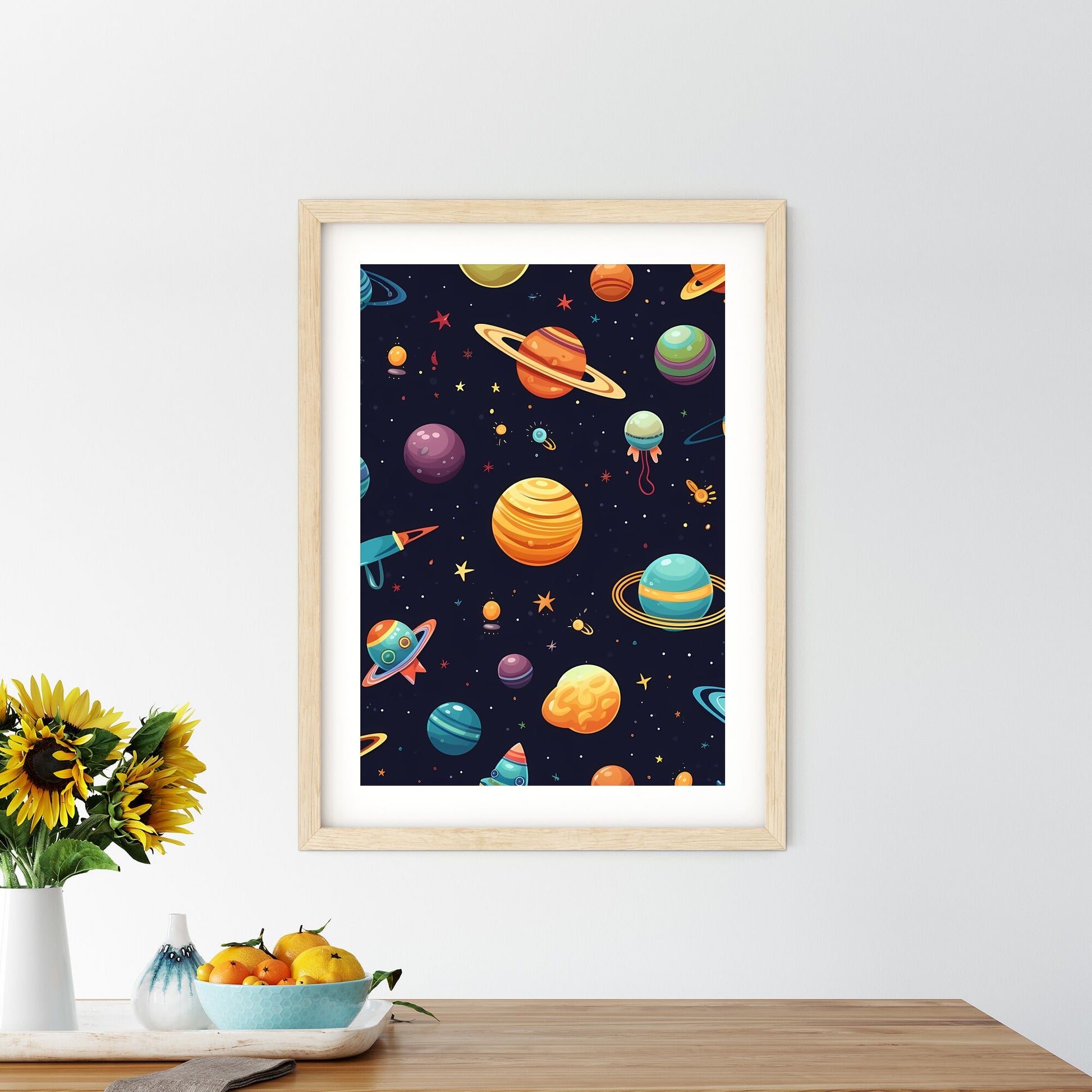 Pattern Of Planets And Stars Art Print Default Title