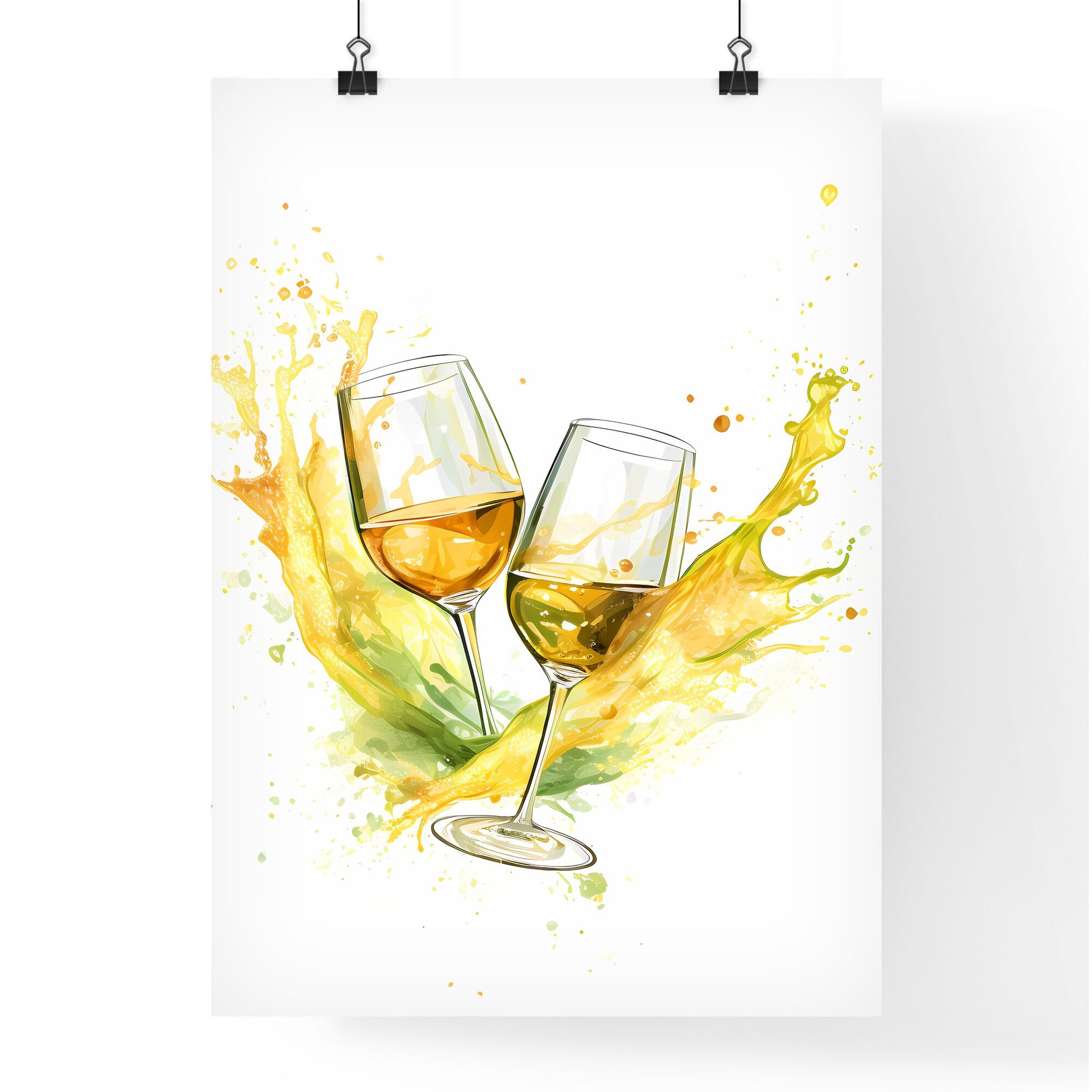 Pair Of Wine Glasses With Liquid Splashing Art Print Default Title