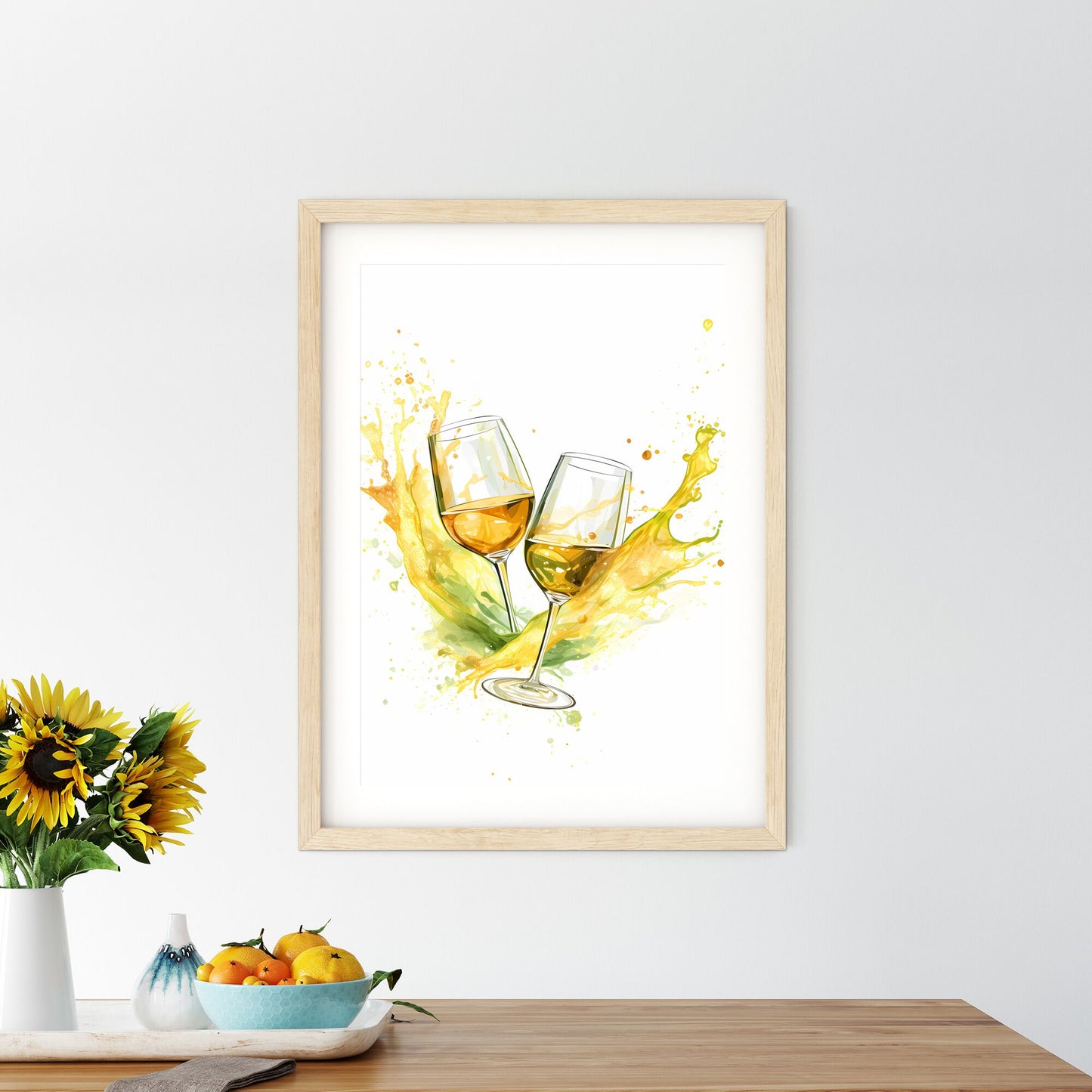 Pair Of Wine Glasses With Liquid Splashing Art Print Default Title