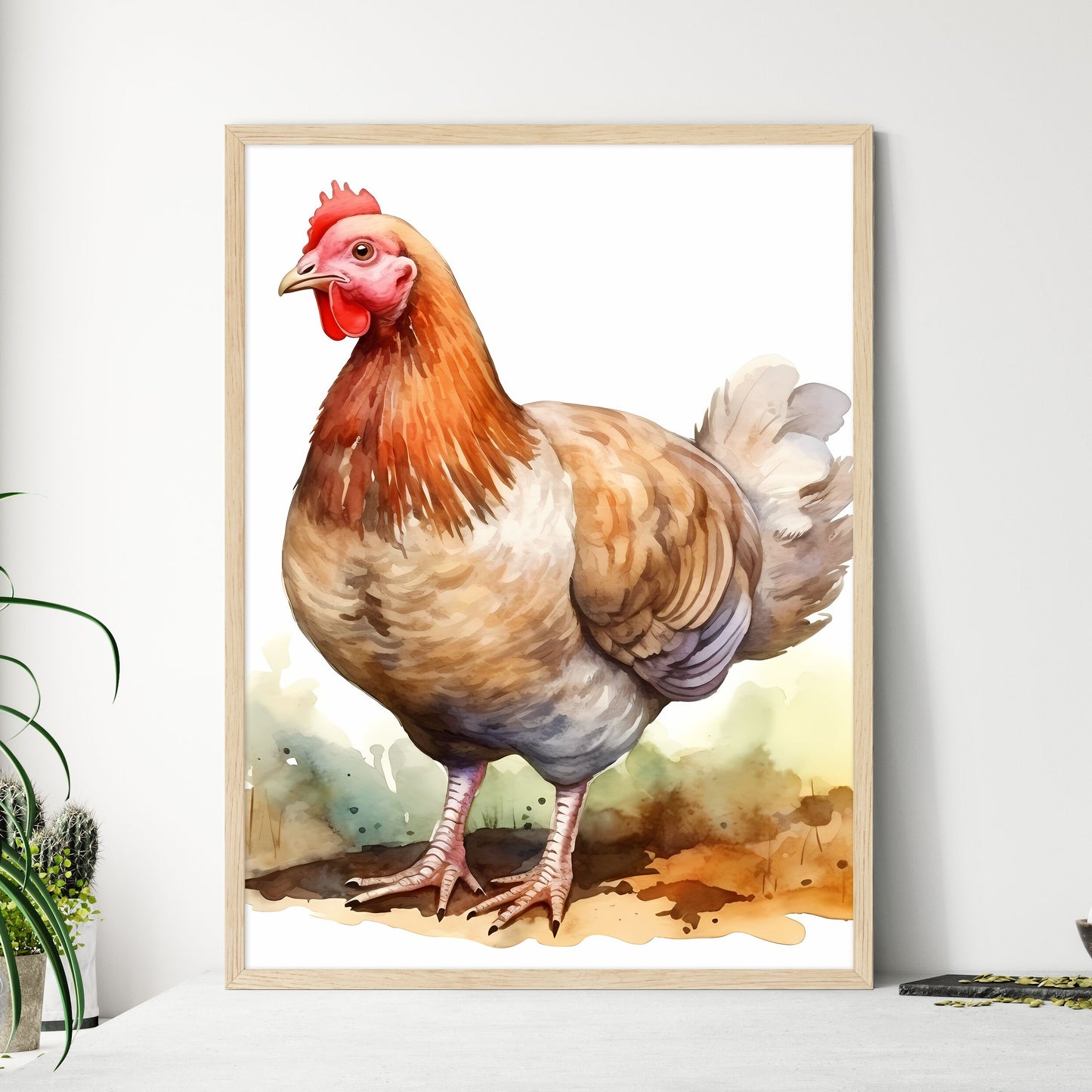 Watercolor Of A Chicken Art P Wall Art