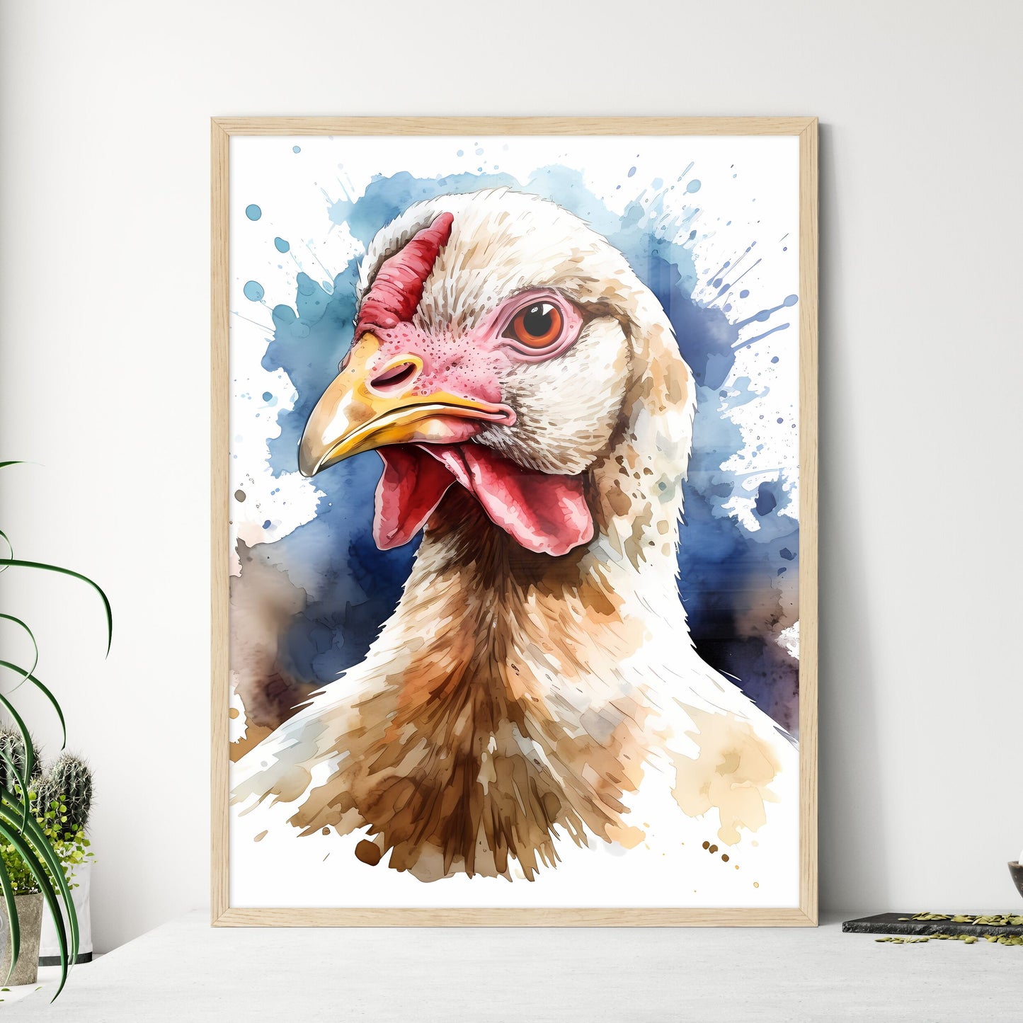 Watercolor Of A Chicken Art P Wall Art