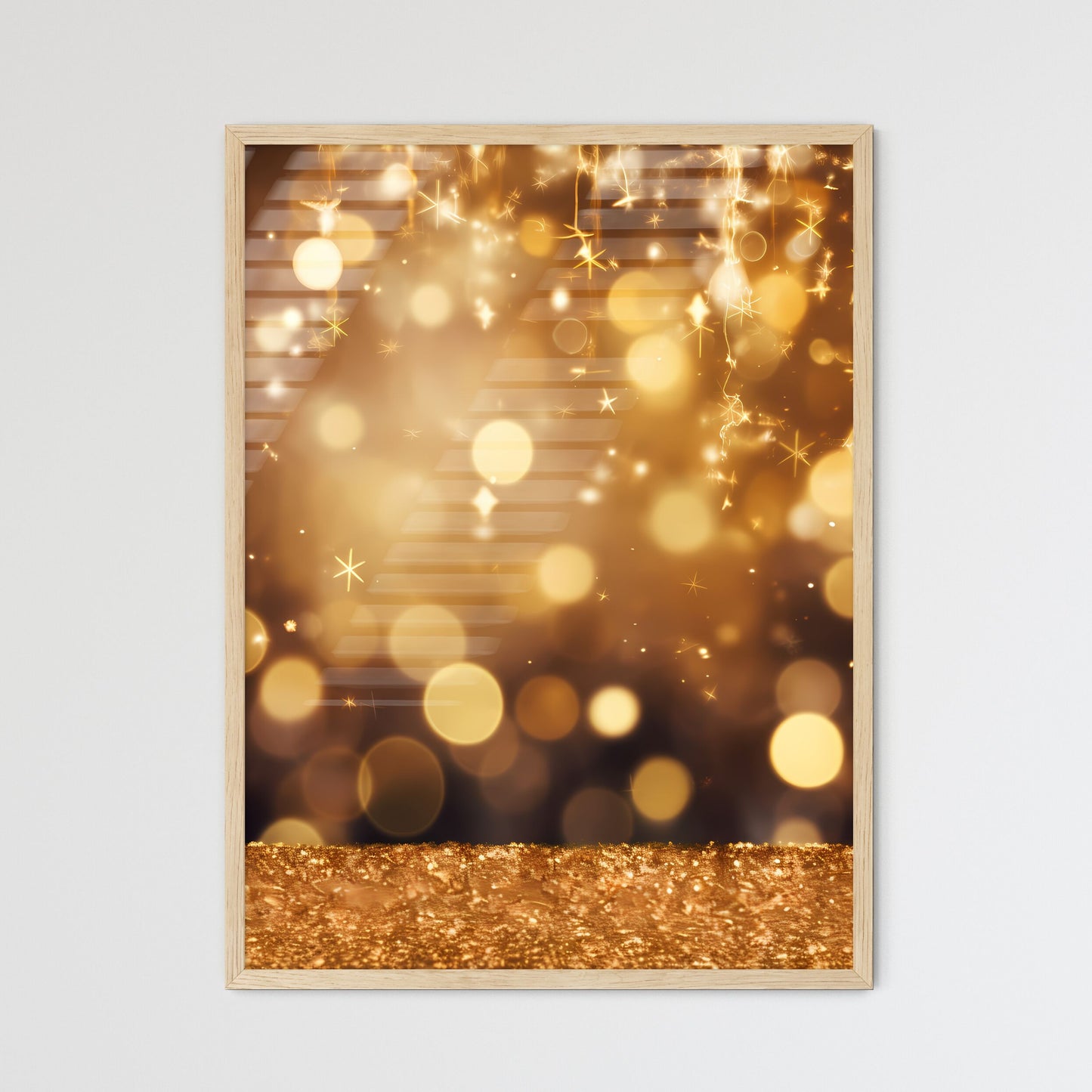 Gold And Black Background With Lights And Stars Art Print Default Title