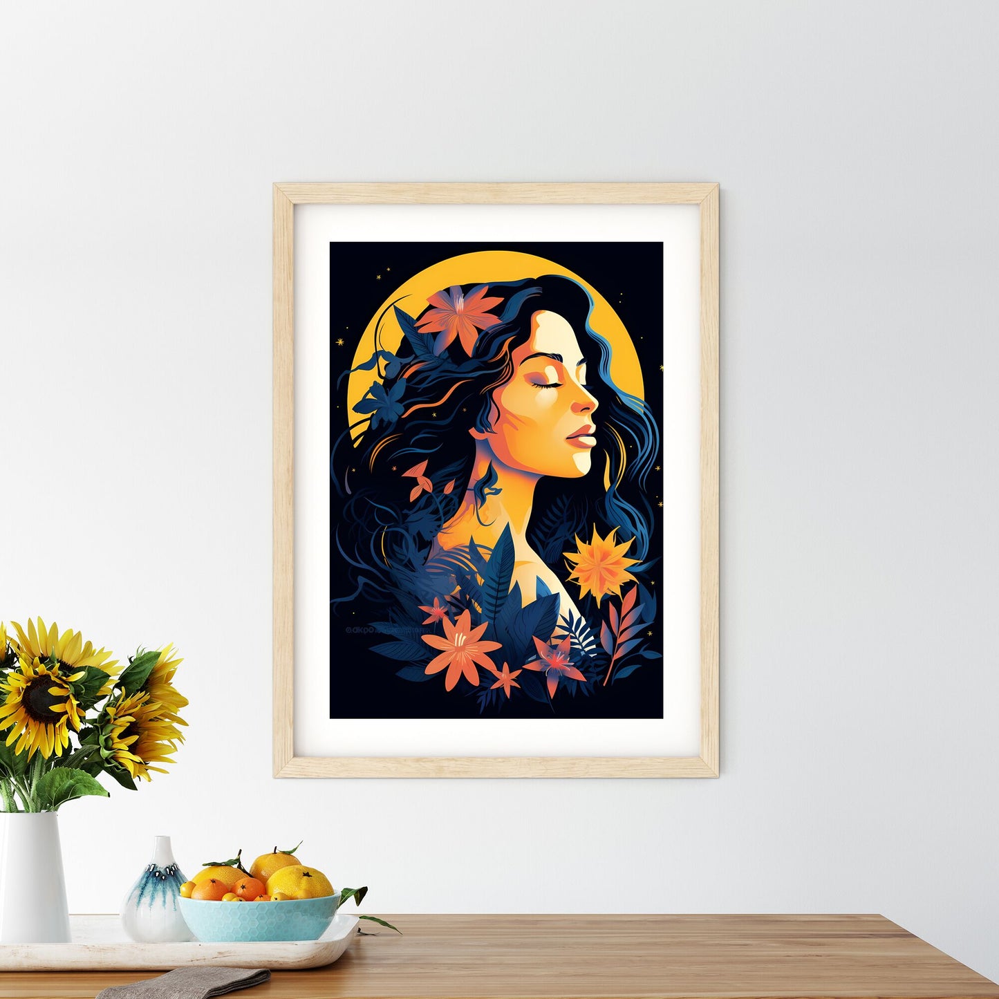 Woman With Flowers In Her Hair Art Print Default Title