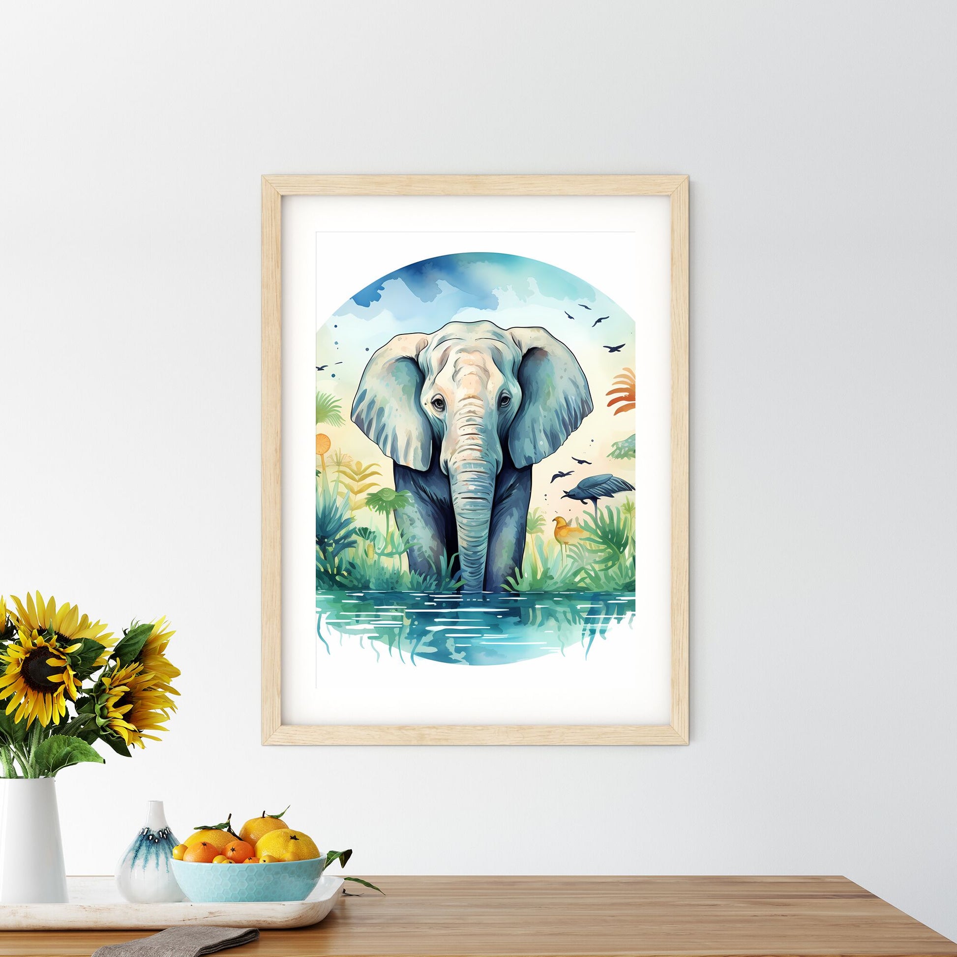 An Elephant In The Water Art Print Default Title