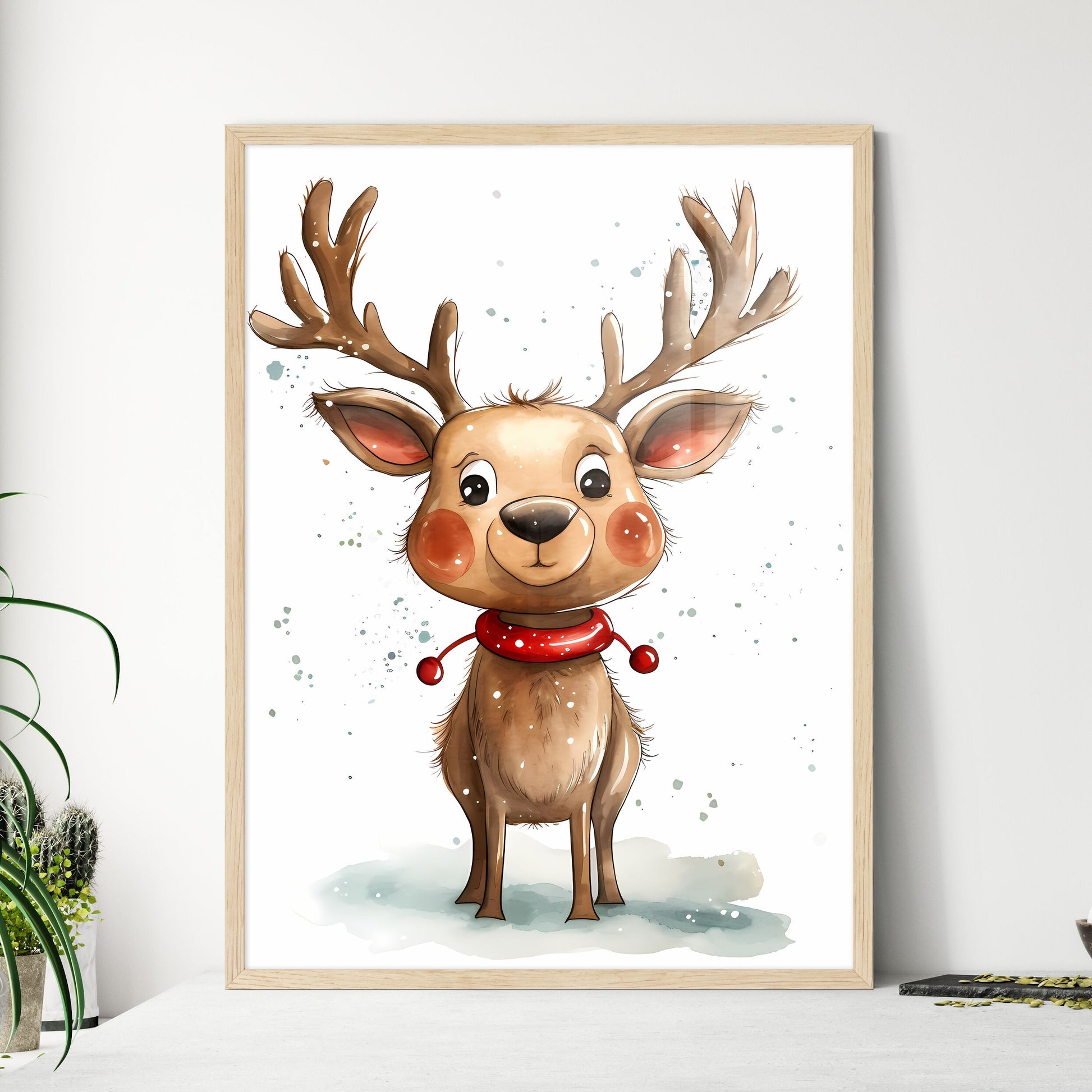 Watercolor Of A Reindeer Art  Wall Art