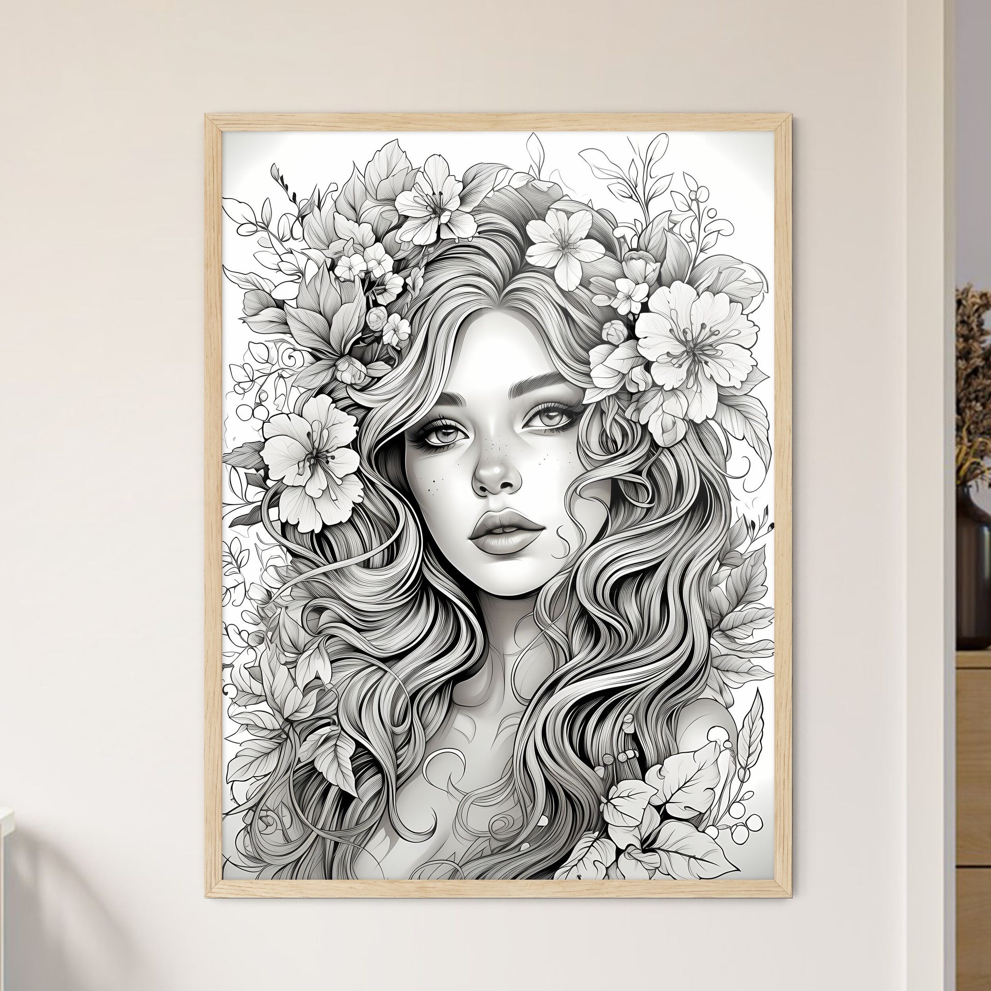 Woman With Flowers In Her Hair Art Print Default Title