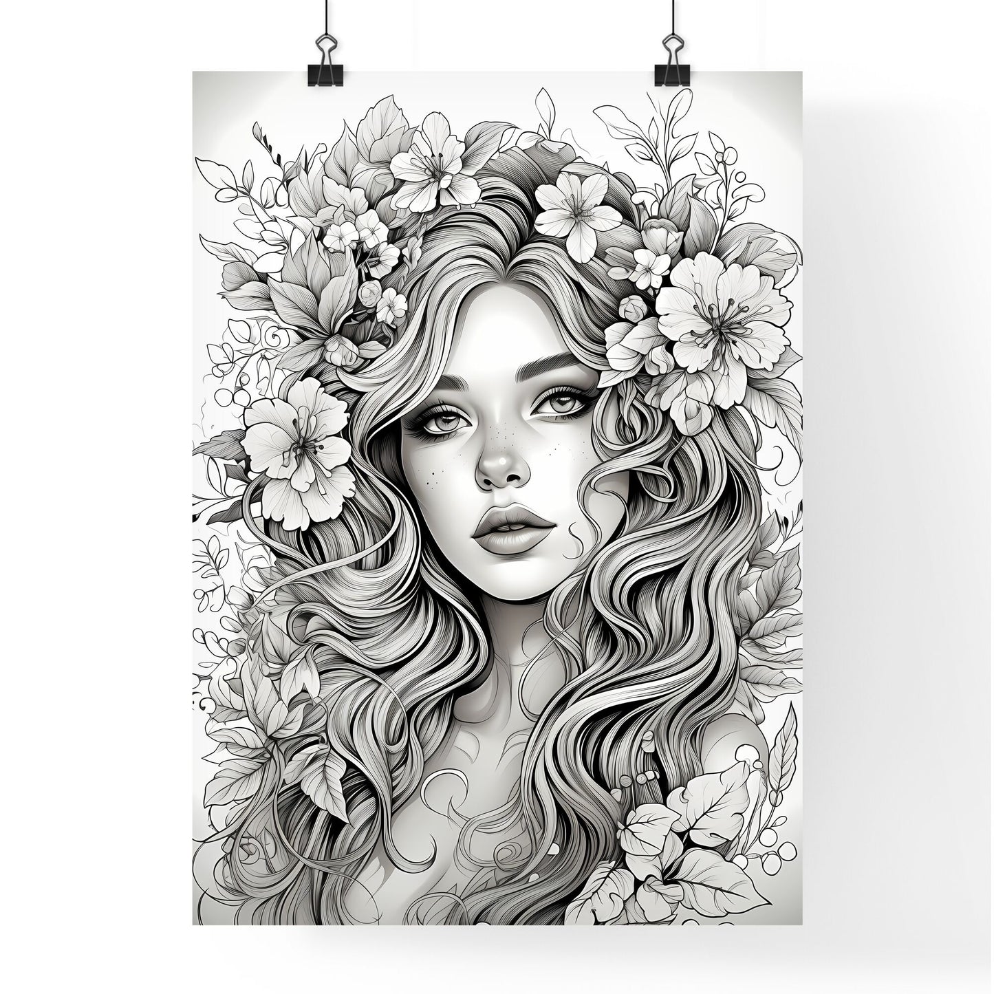 Woman With Flowers In Her Hair Art Print Default Title